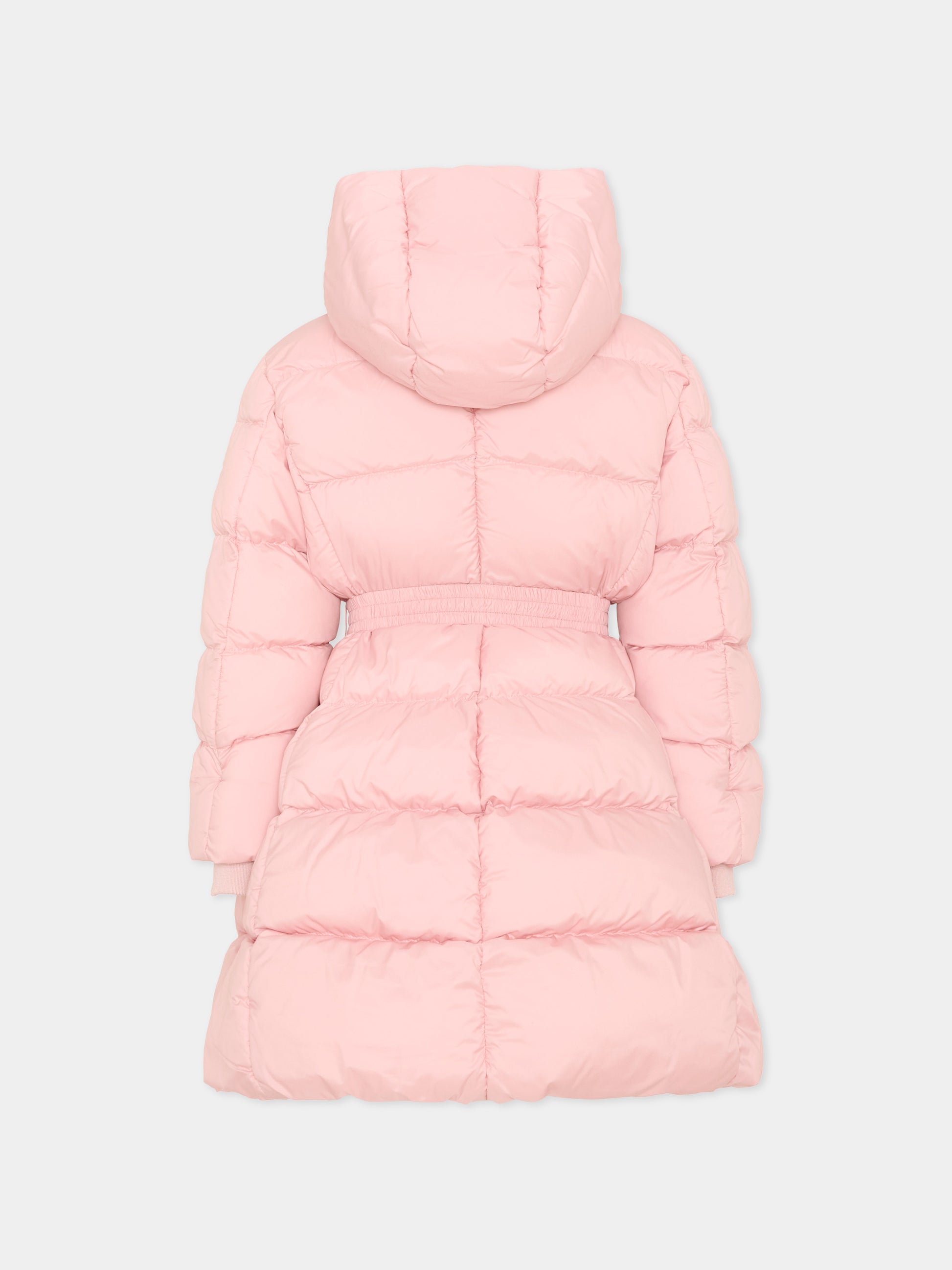 Piumino rosa per bambina con cintura,Monnalisa,17H100 8020 0094