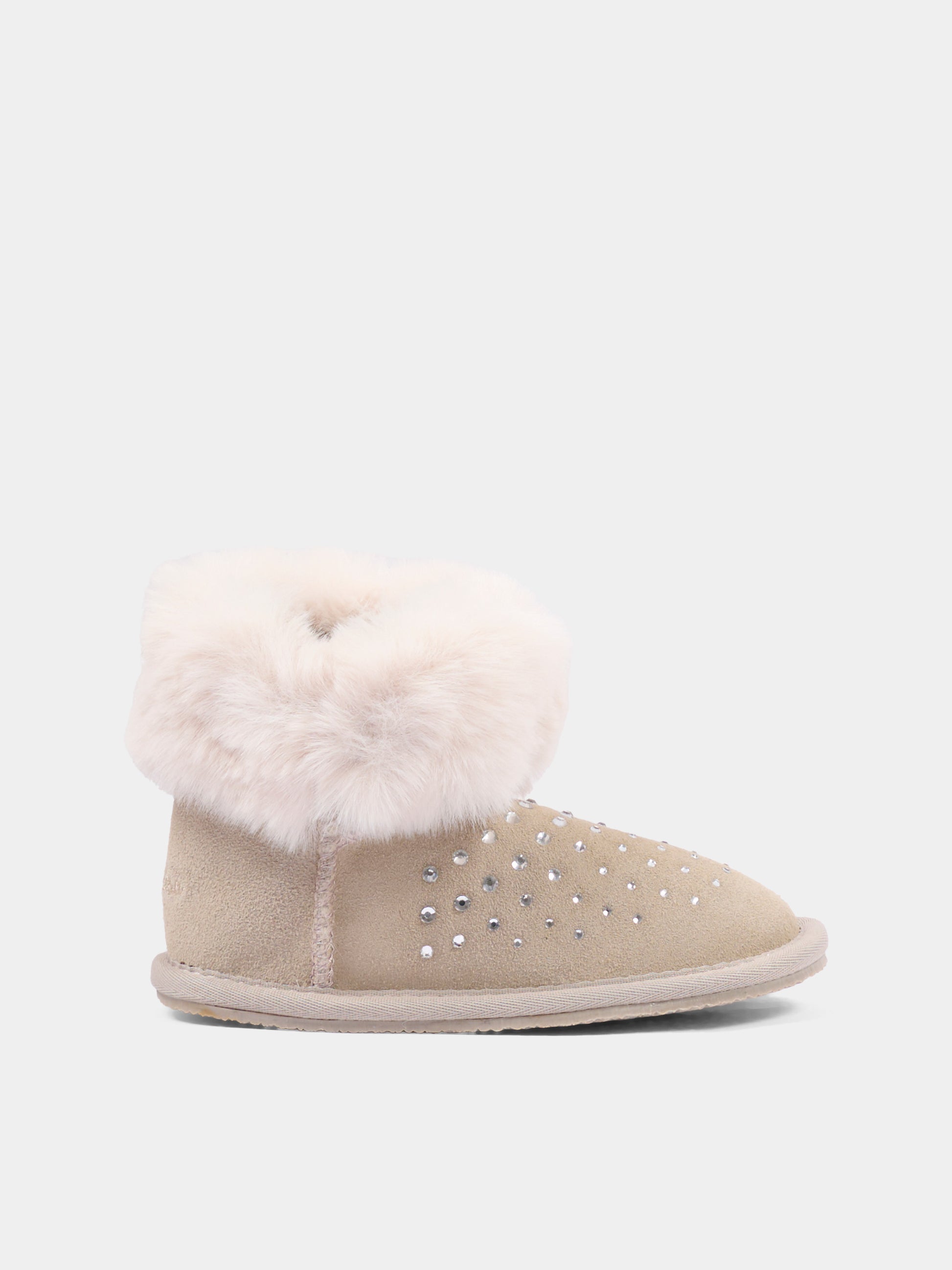 Stivaletti beige per bambina con strass,Monnalisa,83H003 8775 0033