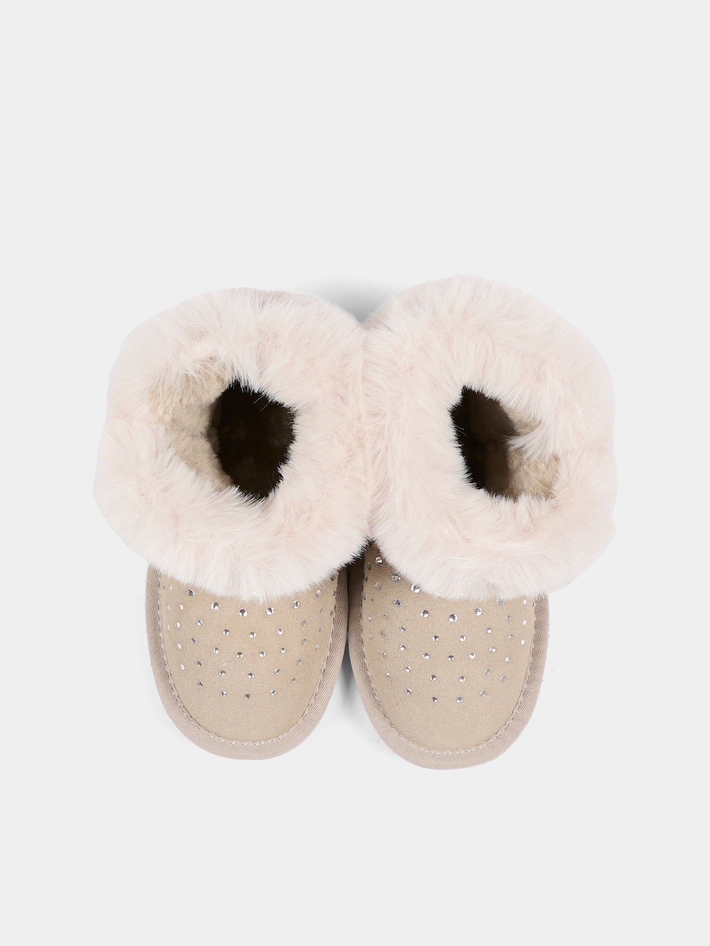 Stivaletti beige per bambina con strass,Monnalisa,83H003 8775 0033