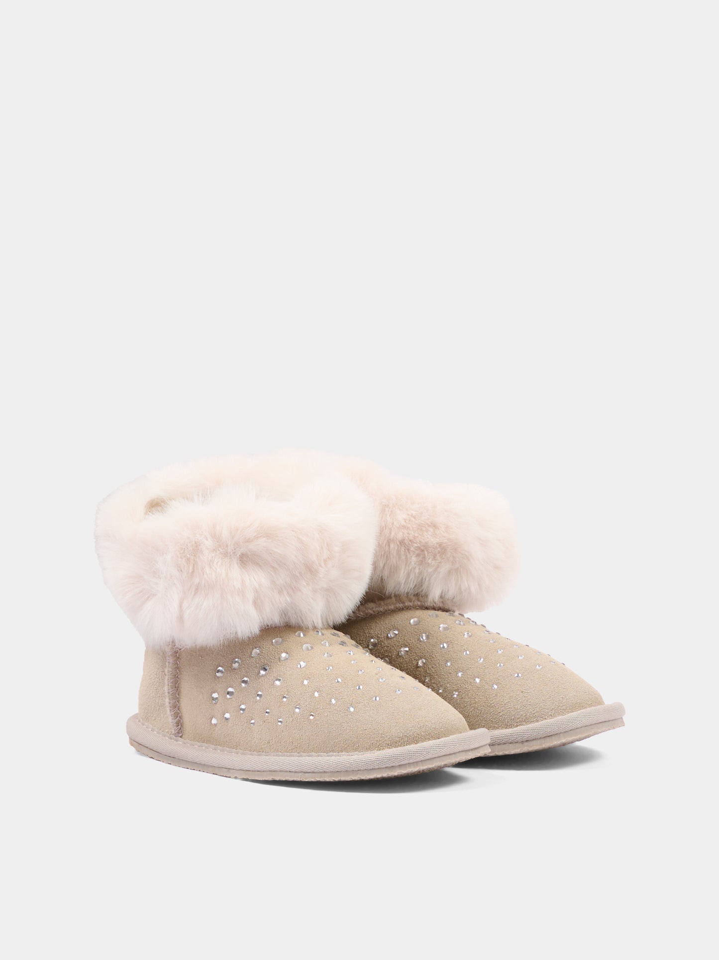 Stivaletti beige per bambina con strass,Monnalisa,83H003 8775 0033
