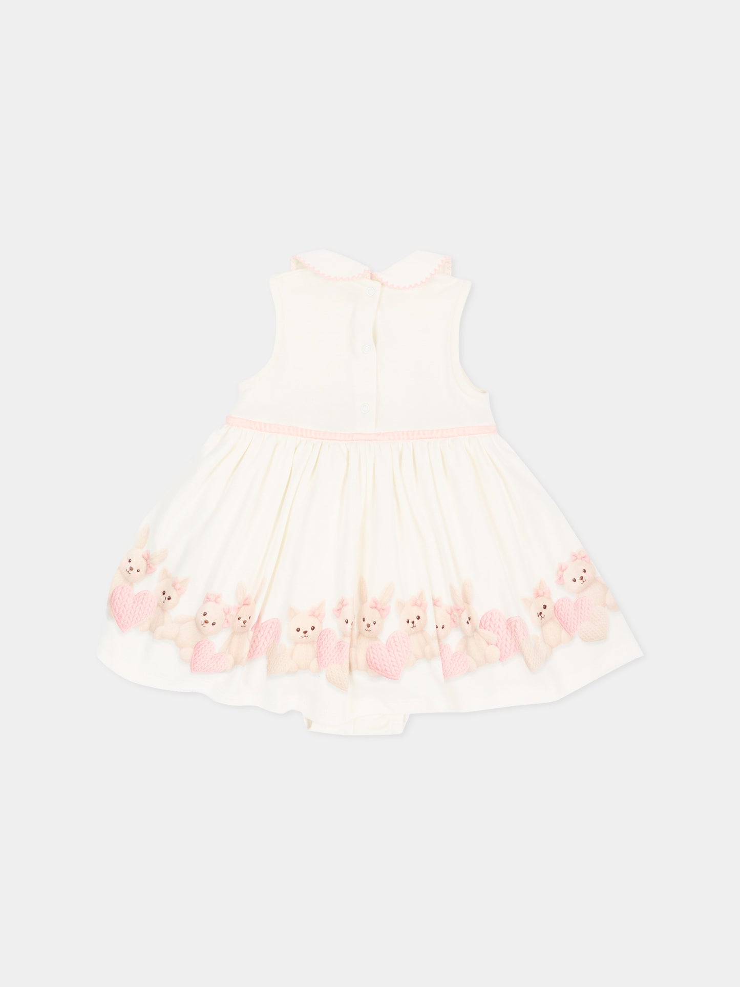 Vestito avorio per neonata con conigli,Monnalisa,35H507 8001 0191