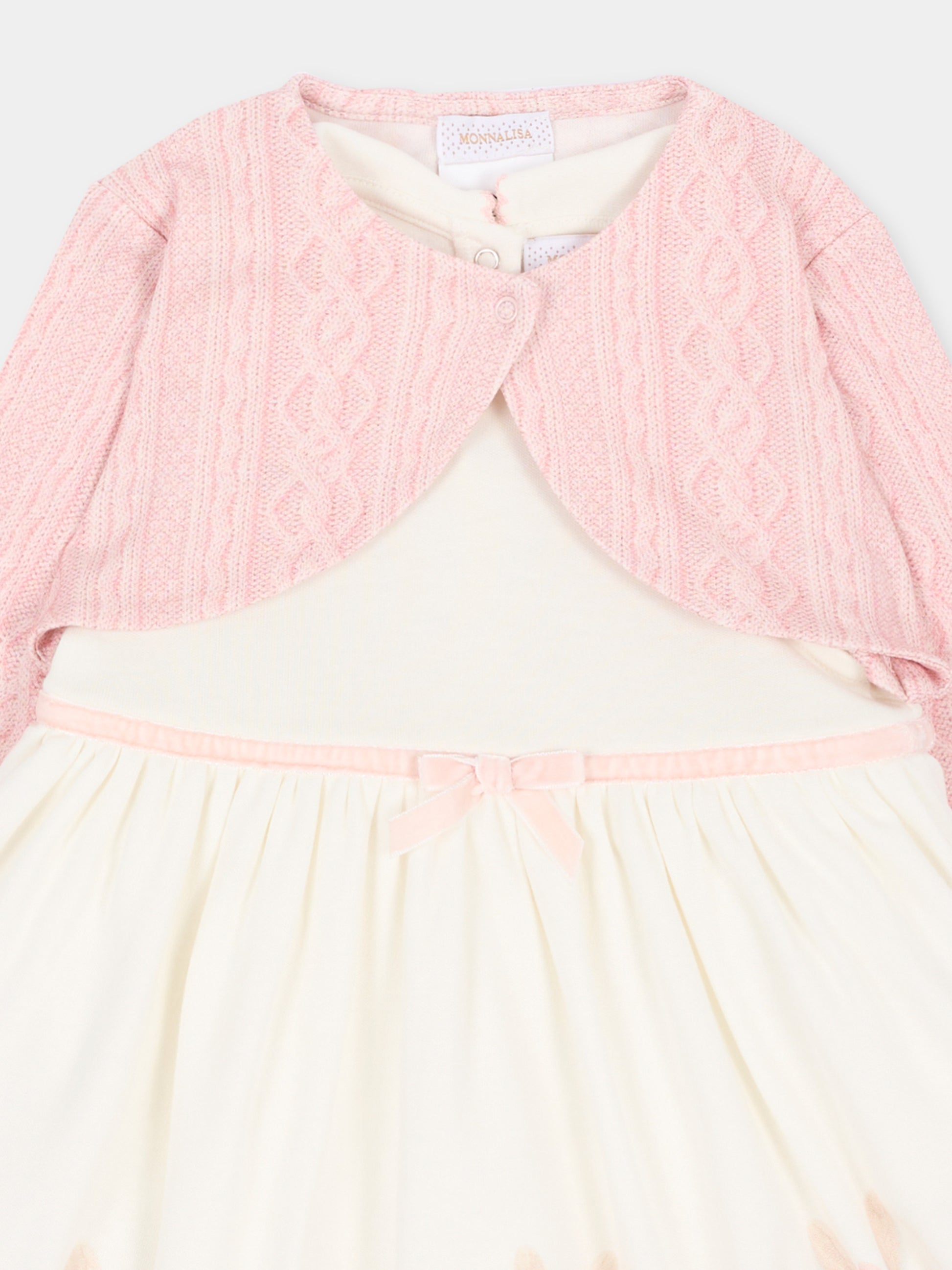 Vestito avorio per neonata con conigli,Monnalisa,35H507 8001 0191