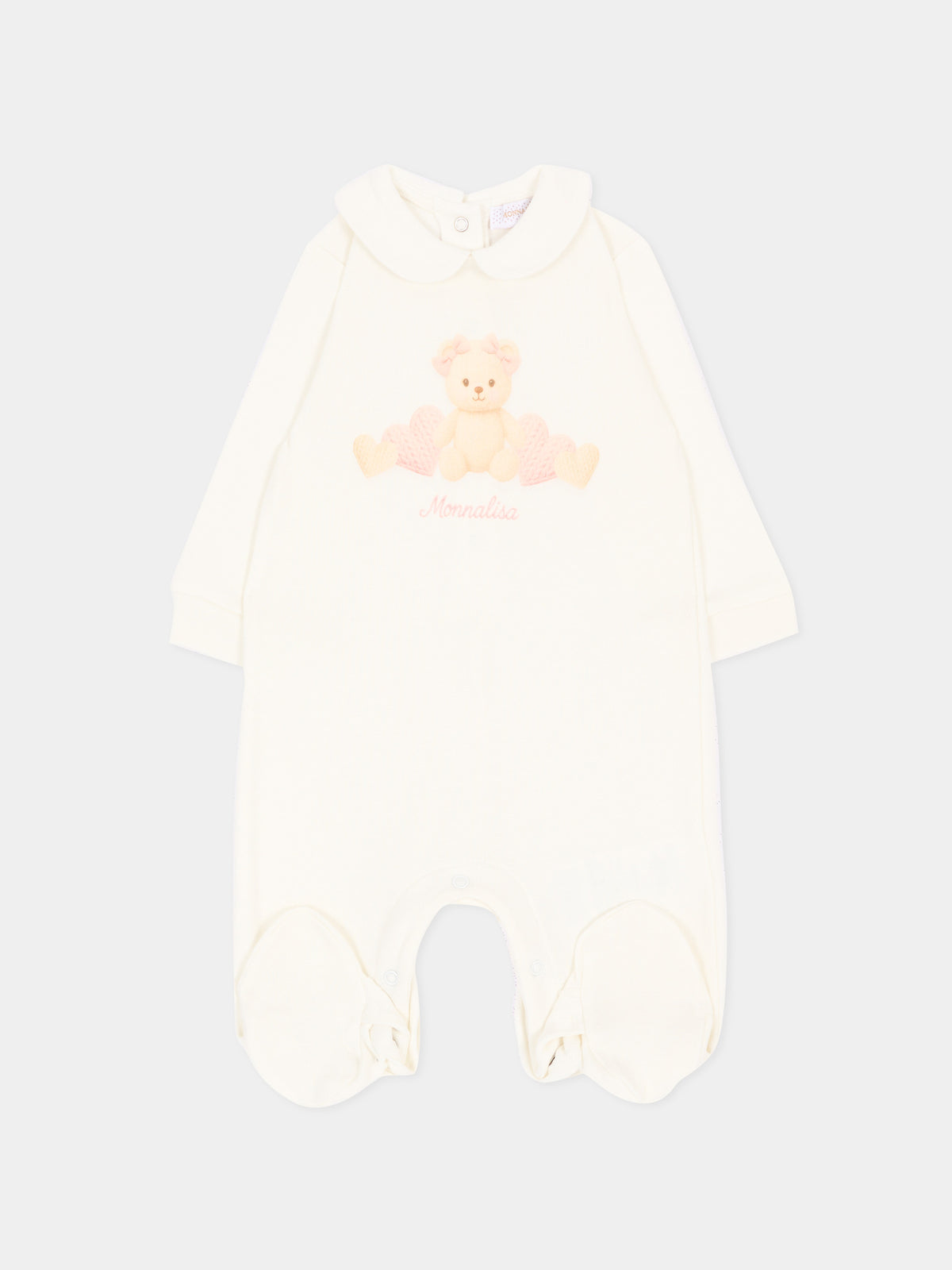 Tutina avorio per neonata con orsetto,Monnalisa,35H207 8001 0001