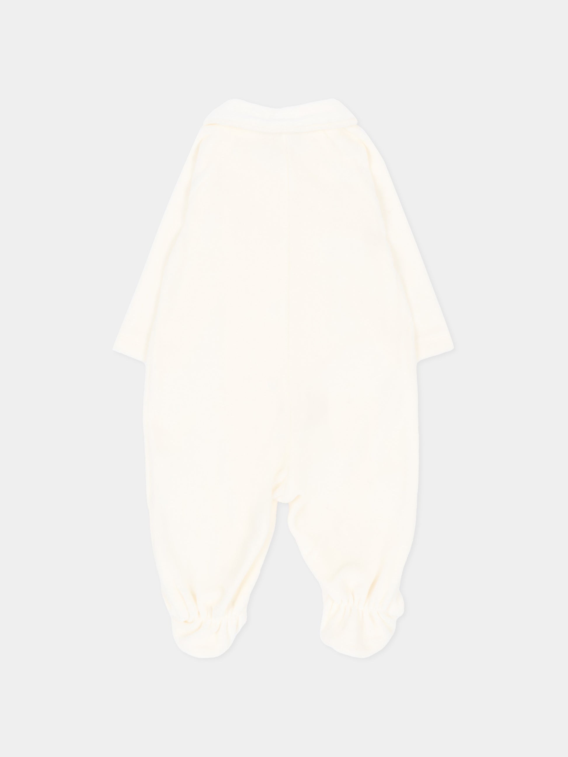 Tutina avorio per neonata in ciniglia con rose,Monnalisa,35H204 8003 0001