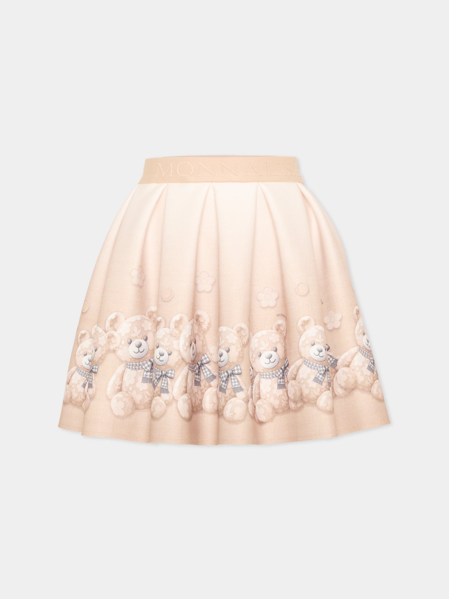 Gonna beige per bambina con orsetti,Monnalisa,11H704 8669 0003