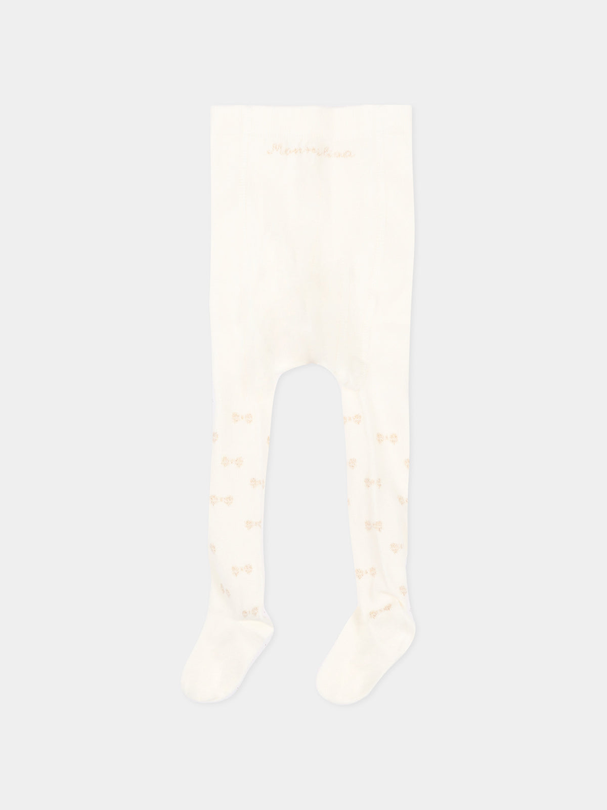 Collant avorio per neonata con fiocchi,Monnalisa,73H006 8082 0170