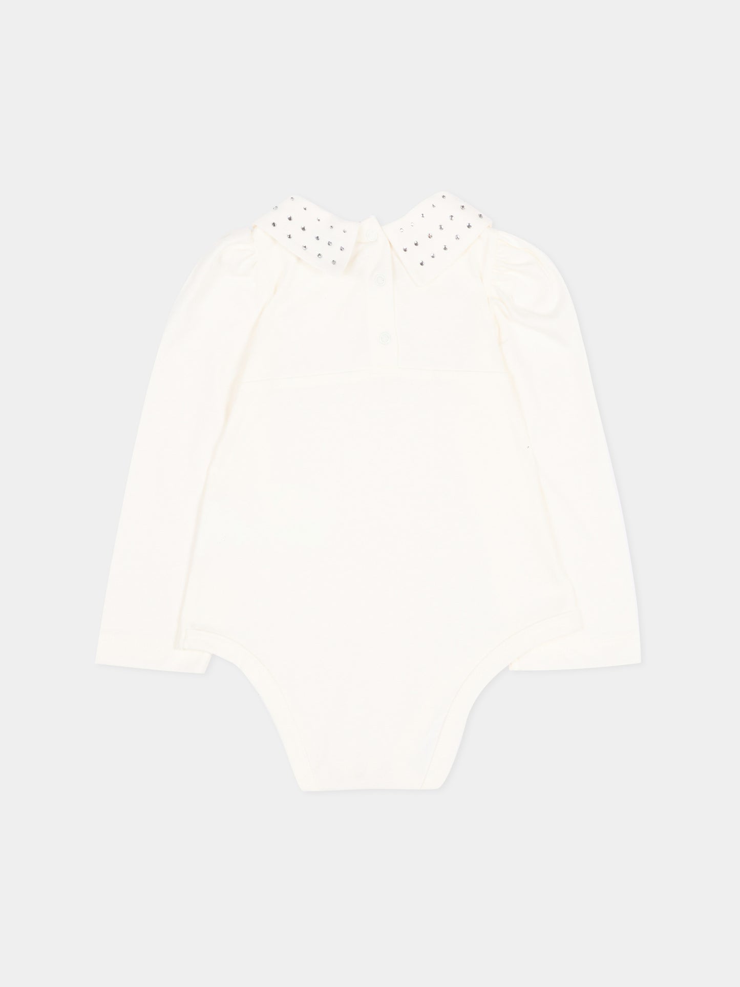 Body avorio per neonata con strass,Monnalisa,37H300 8002 0001