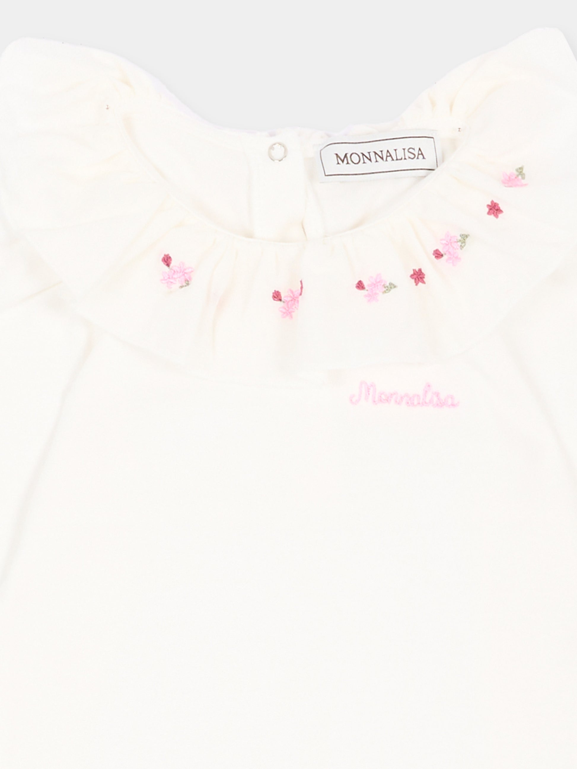 Body avorio per neonata con fiori,Monnalisa,35H300NP 8000 0001