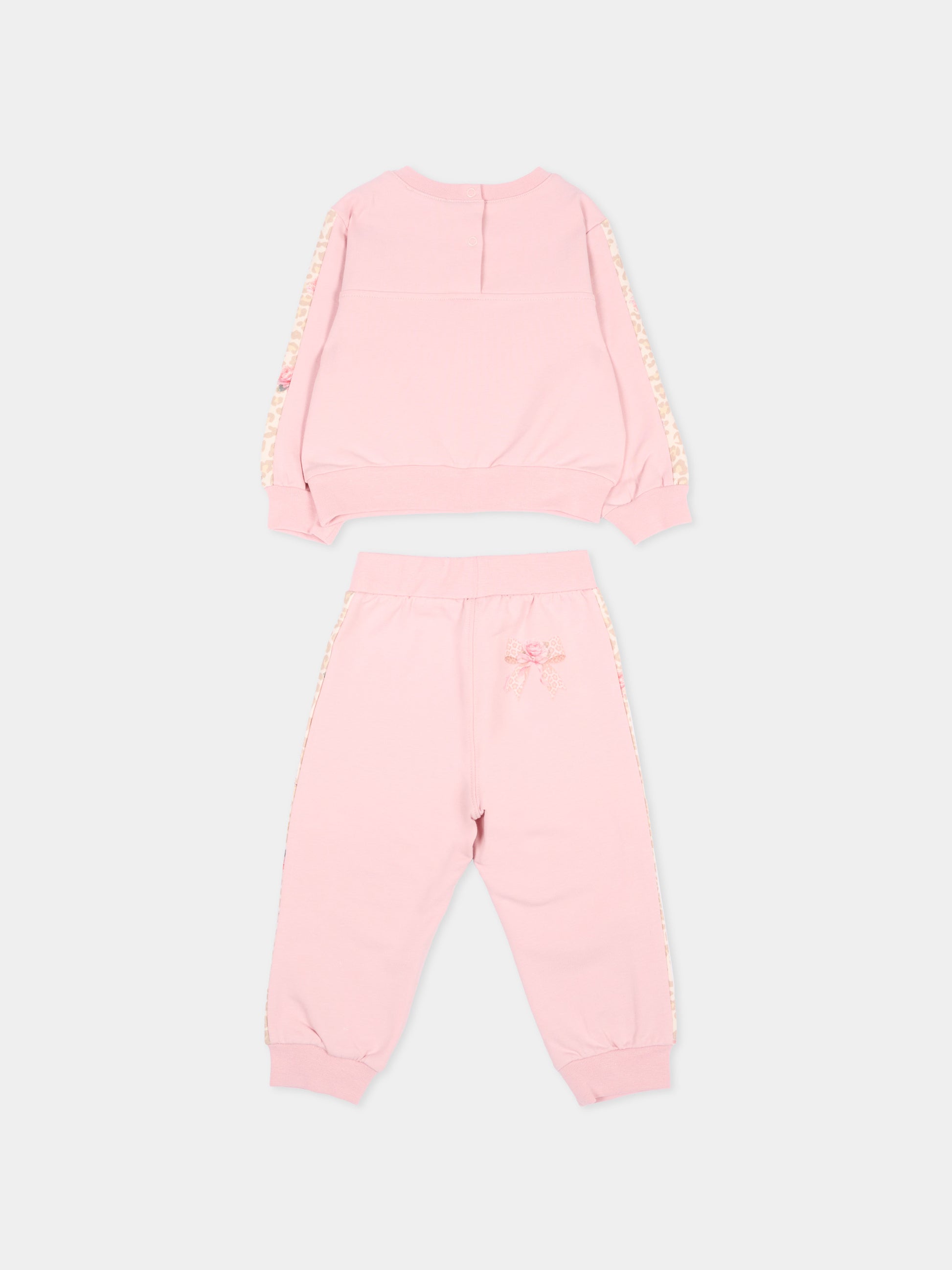 Completo sportivo rosa per neonata con gattino,Monnalisa,39H505NP 8006 094F