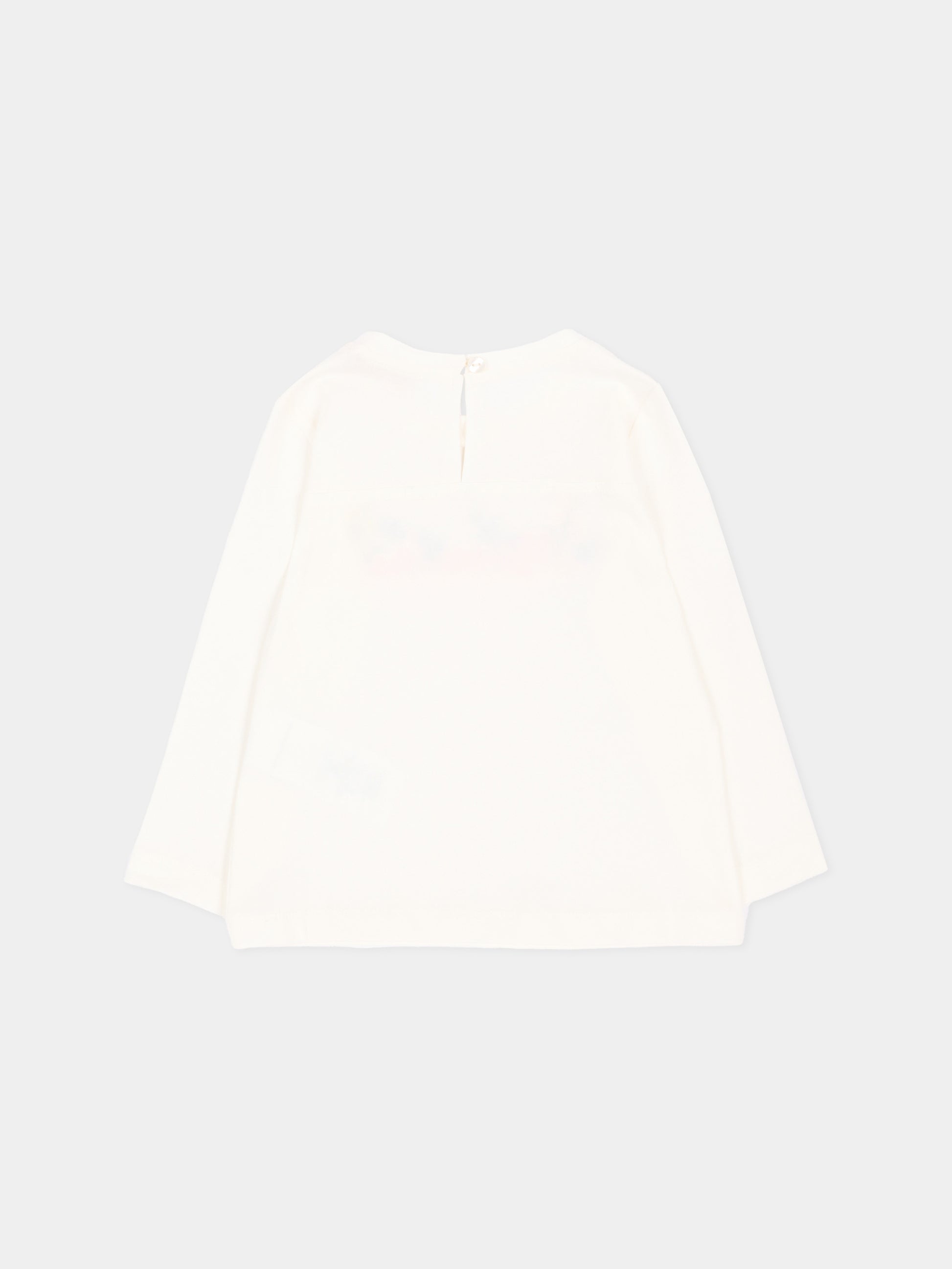 T-Shirt avorio per neonata con logo,Monnalisa,39H606 8040 0001