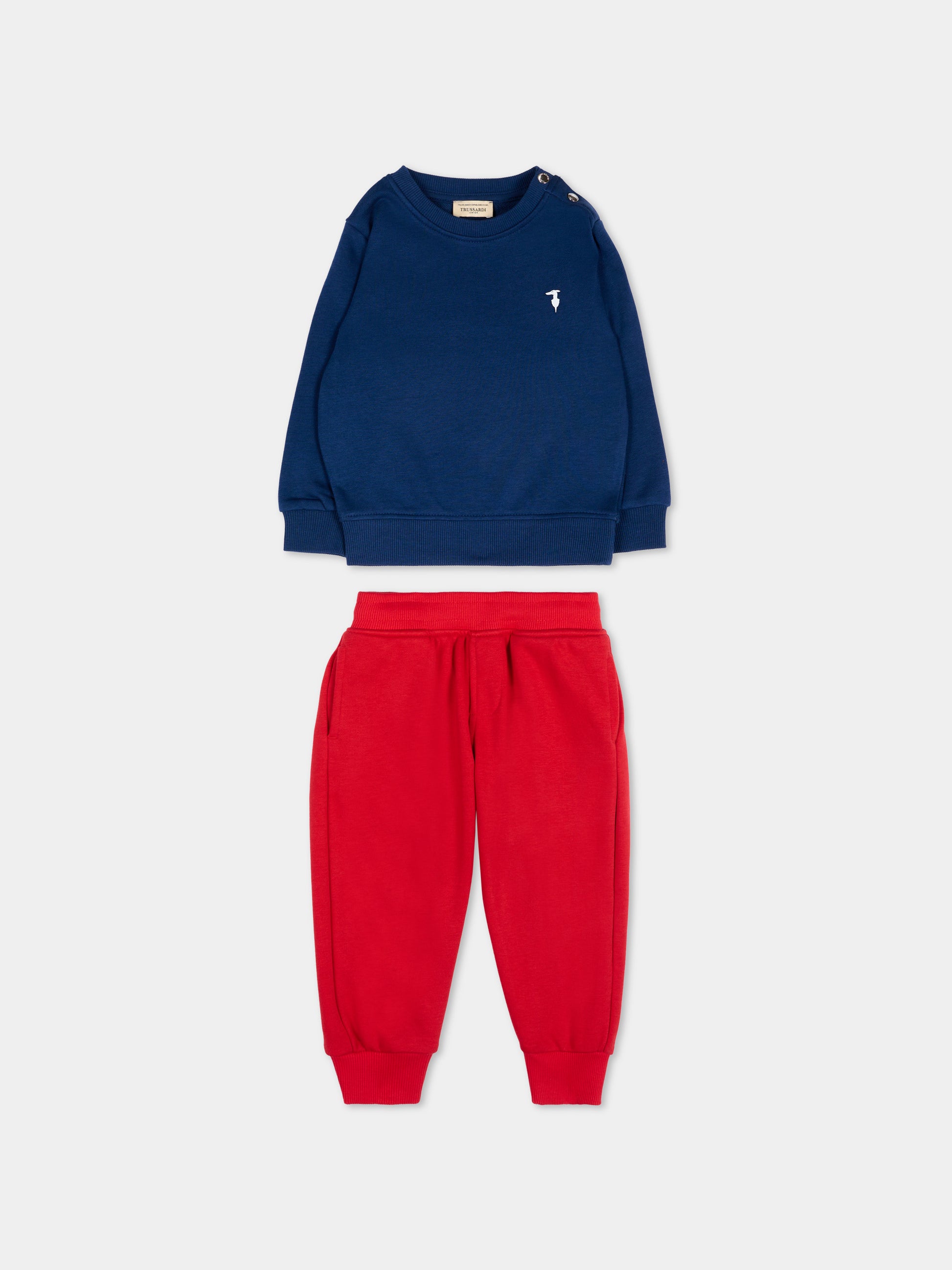 Completo sportivo multicolor per neonato con levriero,Trussardi Junior,TIP26001CF BLUE ESTATE RED LYCHEES