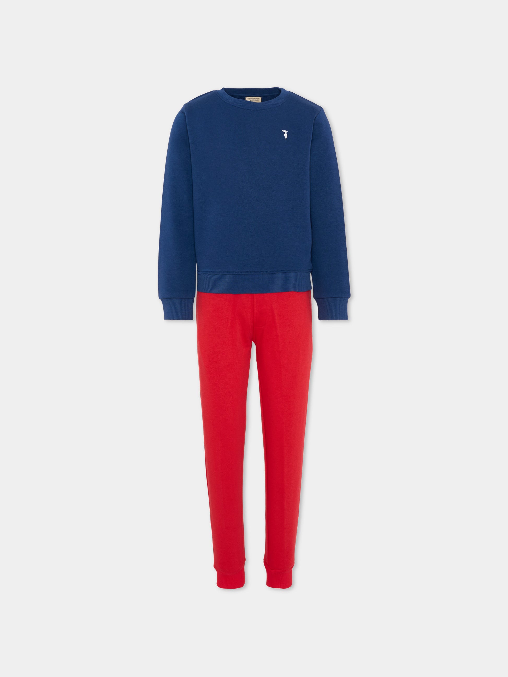 Completo sportivo multicolor per bambino con levriero,Trussardi Junior,TIP26001CF BLUE ESTATE RED LYCHEES