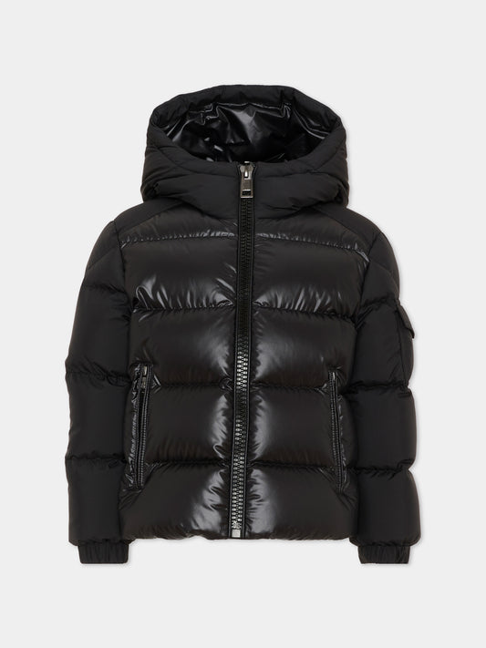 Piumini nero Hyoseris per bambino con logo
