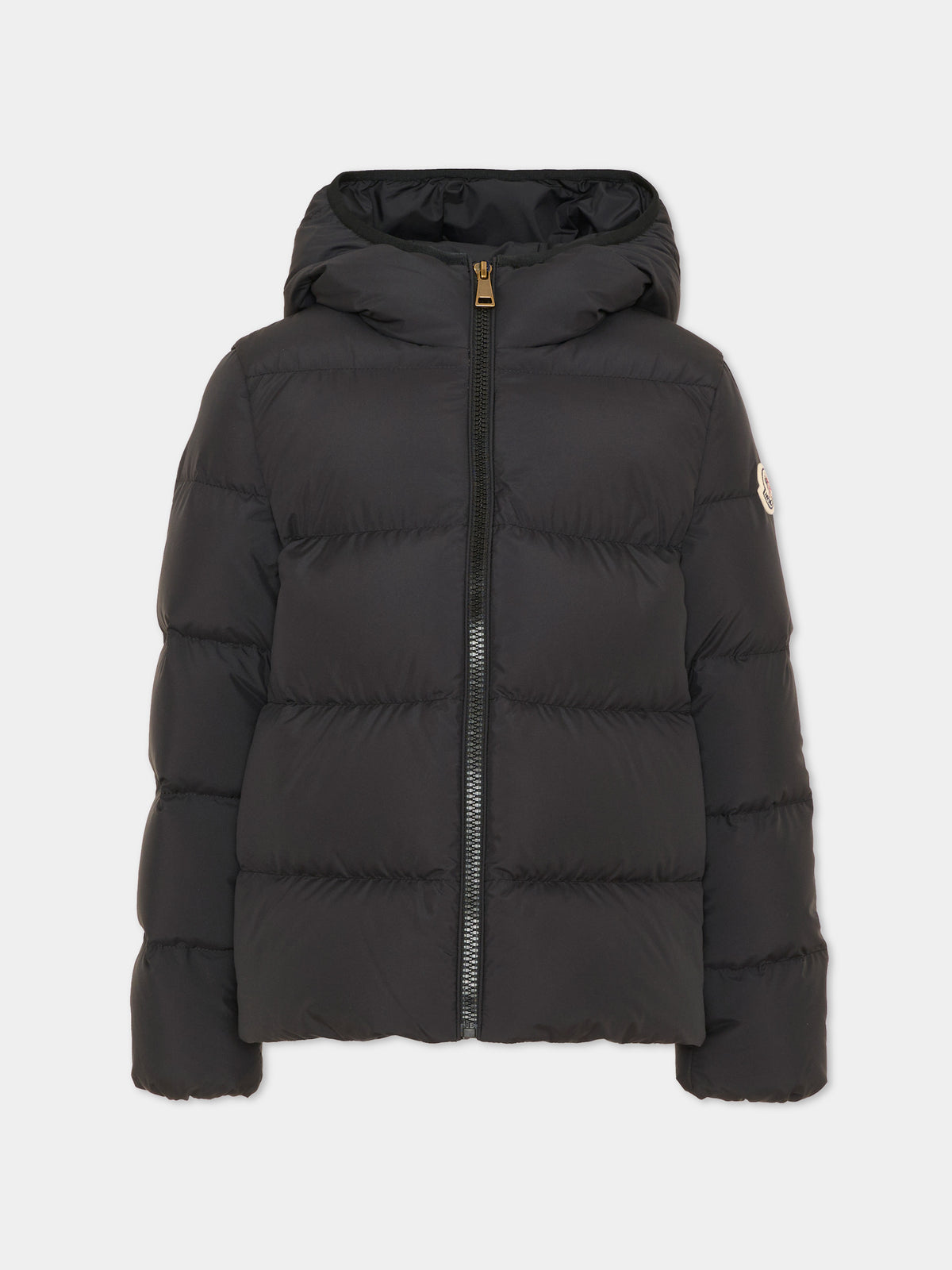 Piumino nero per bambina con cappuccio,Moncler Kids,L2954 1A00118 597YW 999