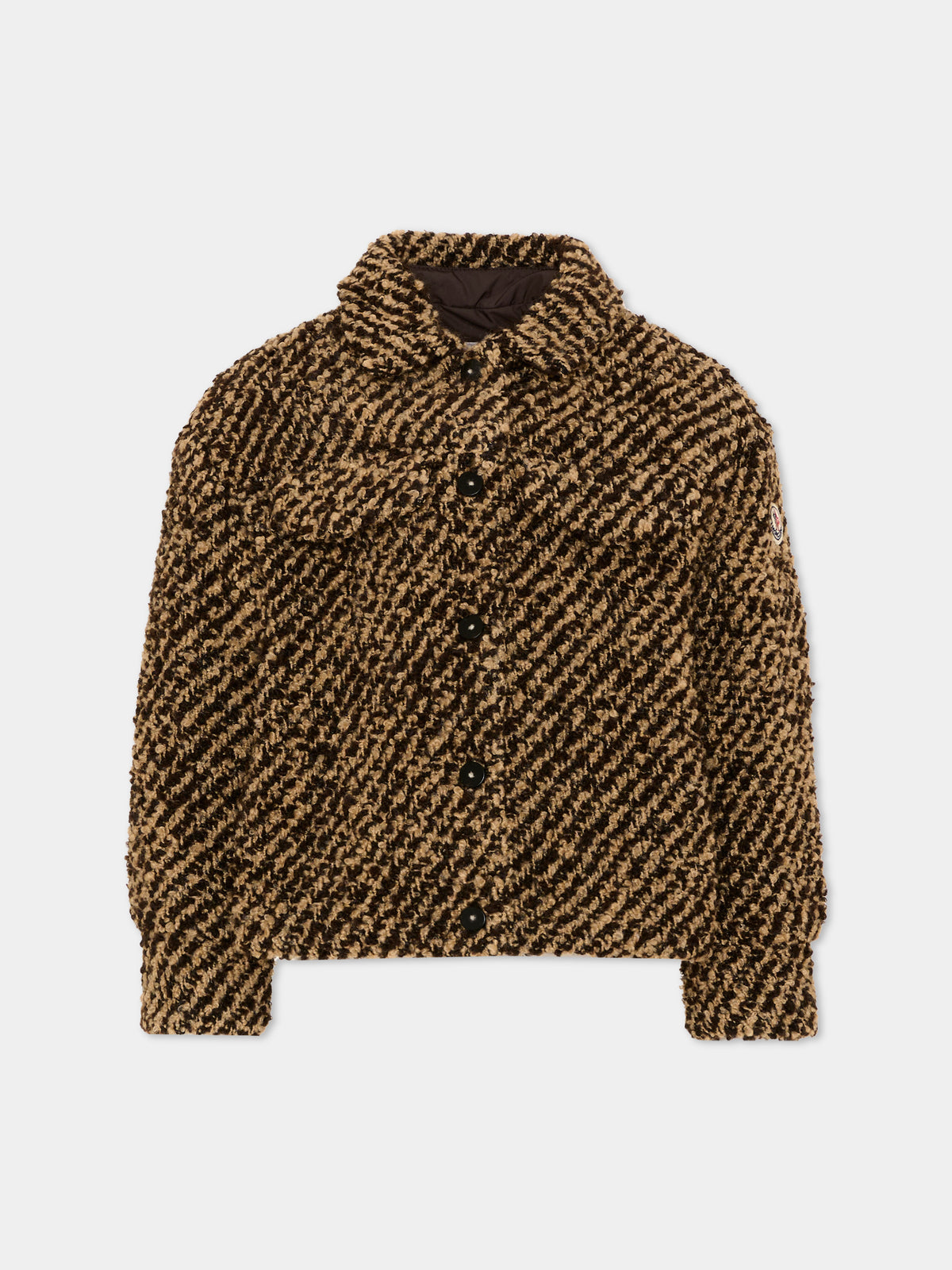 Cappotto marrone per bambina bouclé,Moncler Kids,L2954 2F00005 599PX F92