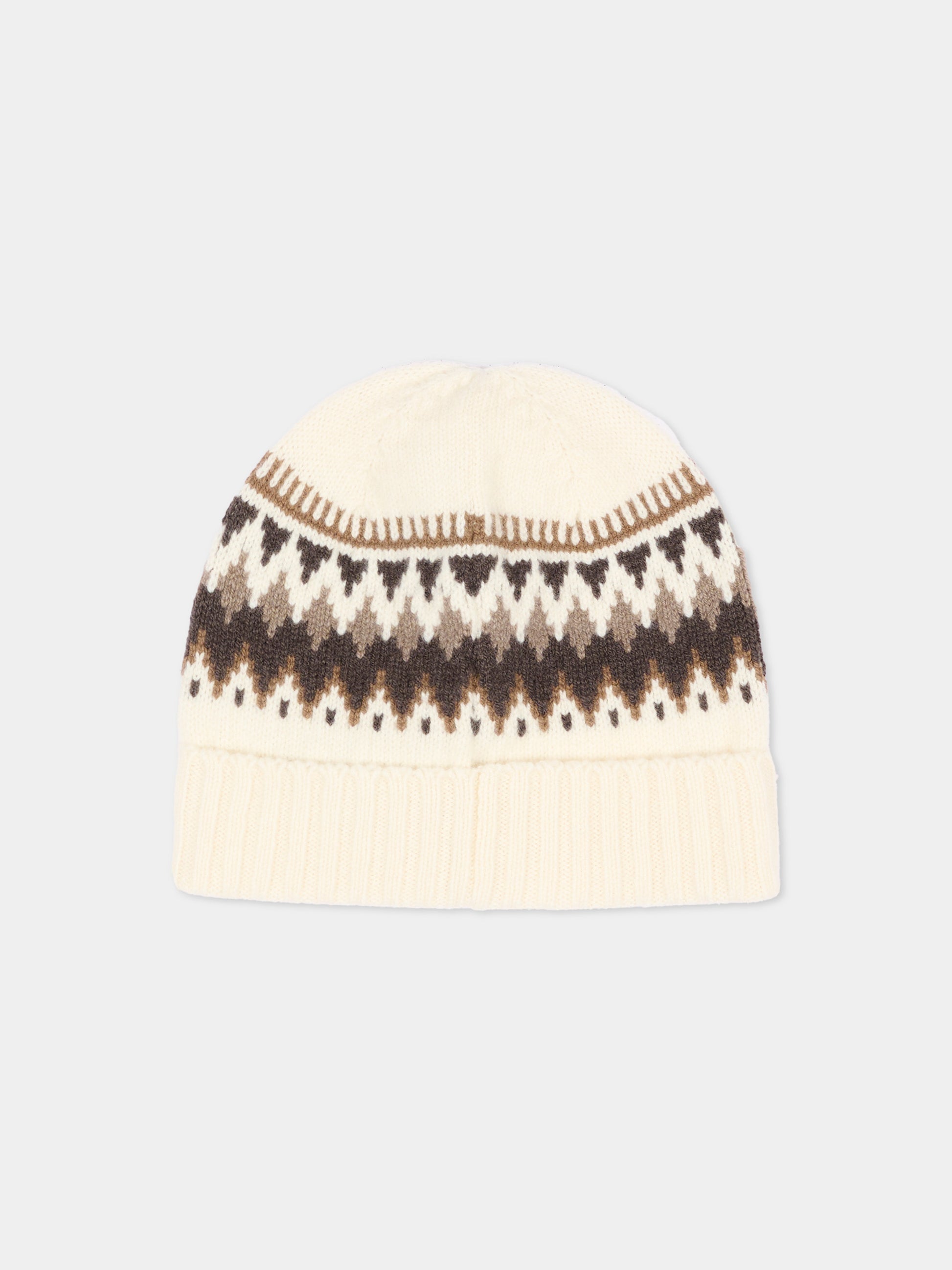 Berretto avorio per bambino jacquard,Moncler Kids,L2954 3B00011 M1241 034