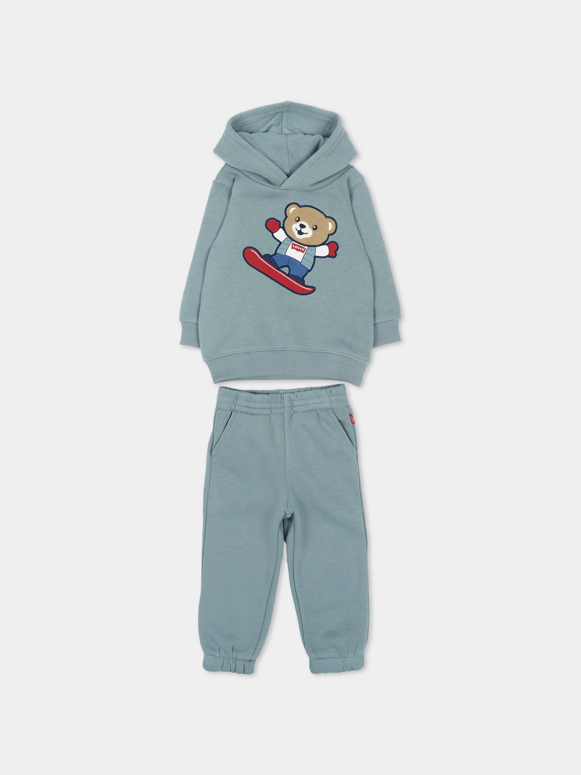 Completo sportivo lungo verde con orsetto per neonato,Levi's Kids,6ER486 FDT