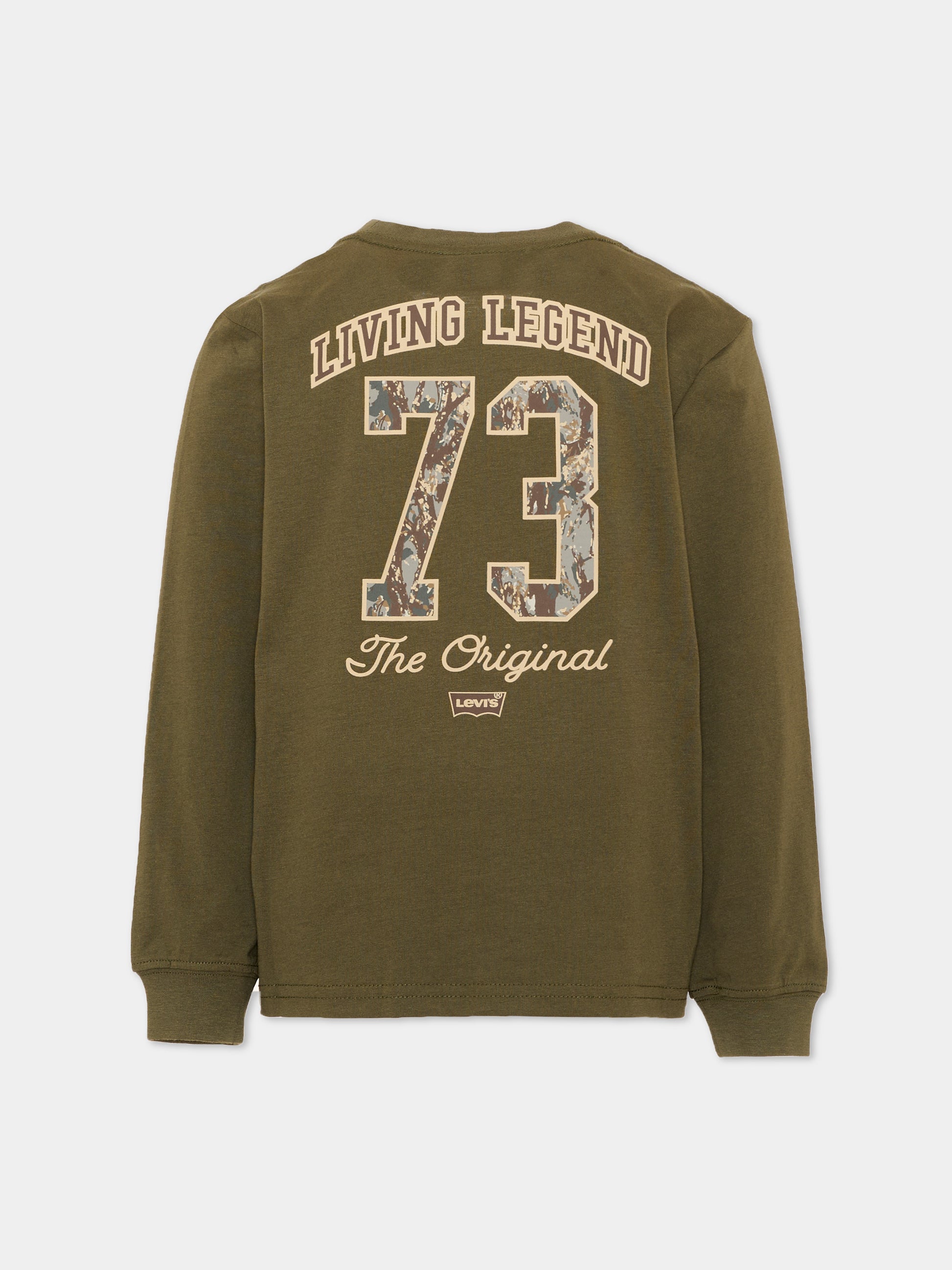 T-shirt a manica lunga verde per bambino con logo,Levi's Kids,9ER448 E3V