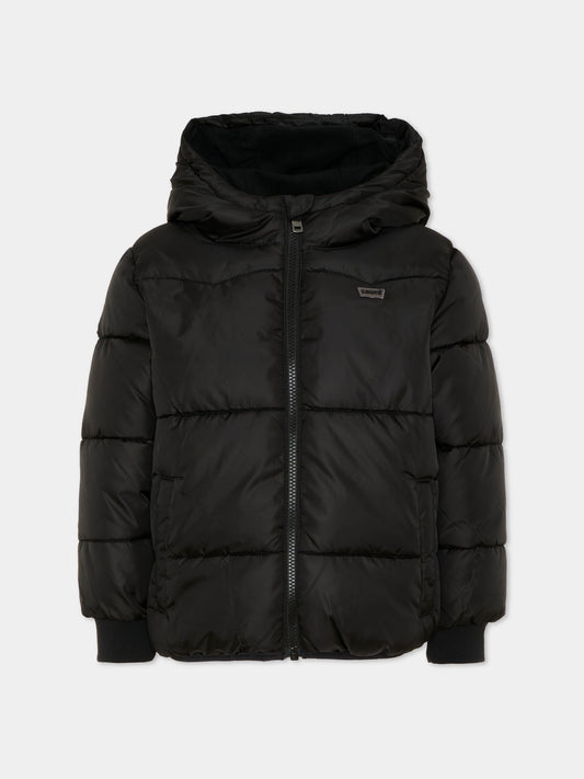 Piumino nero per bambini con cappuccio,Levi's Kids,9ER929 G52