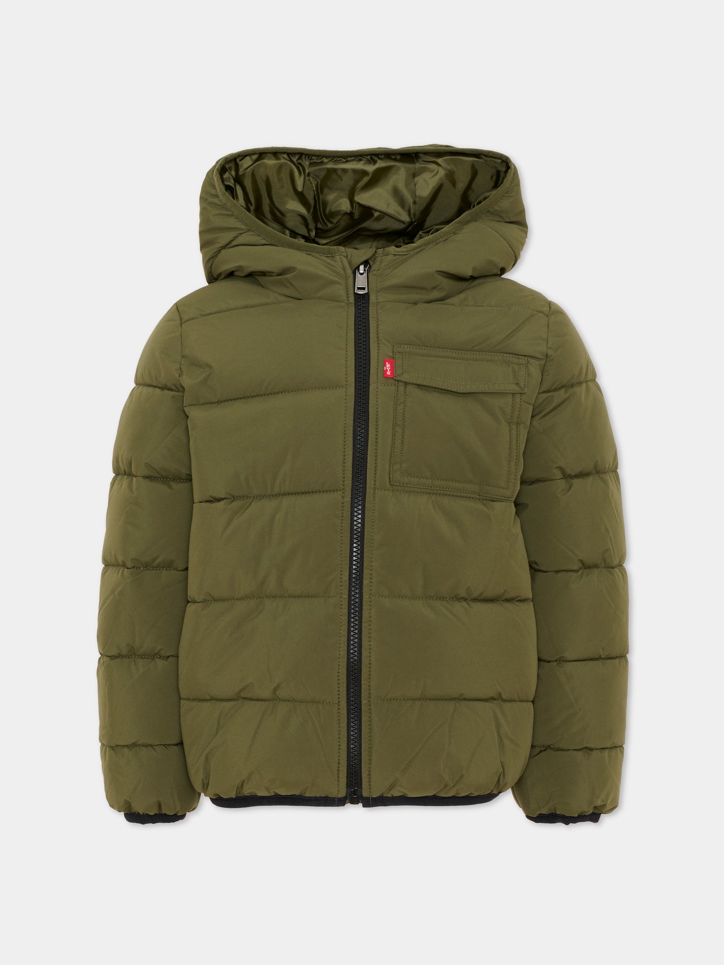 Piumino verde per bambini con cappuccio,Levi's Kids,9ER310 E3V
