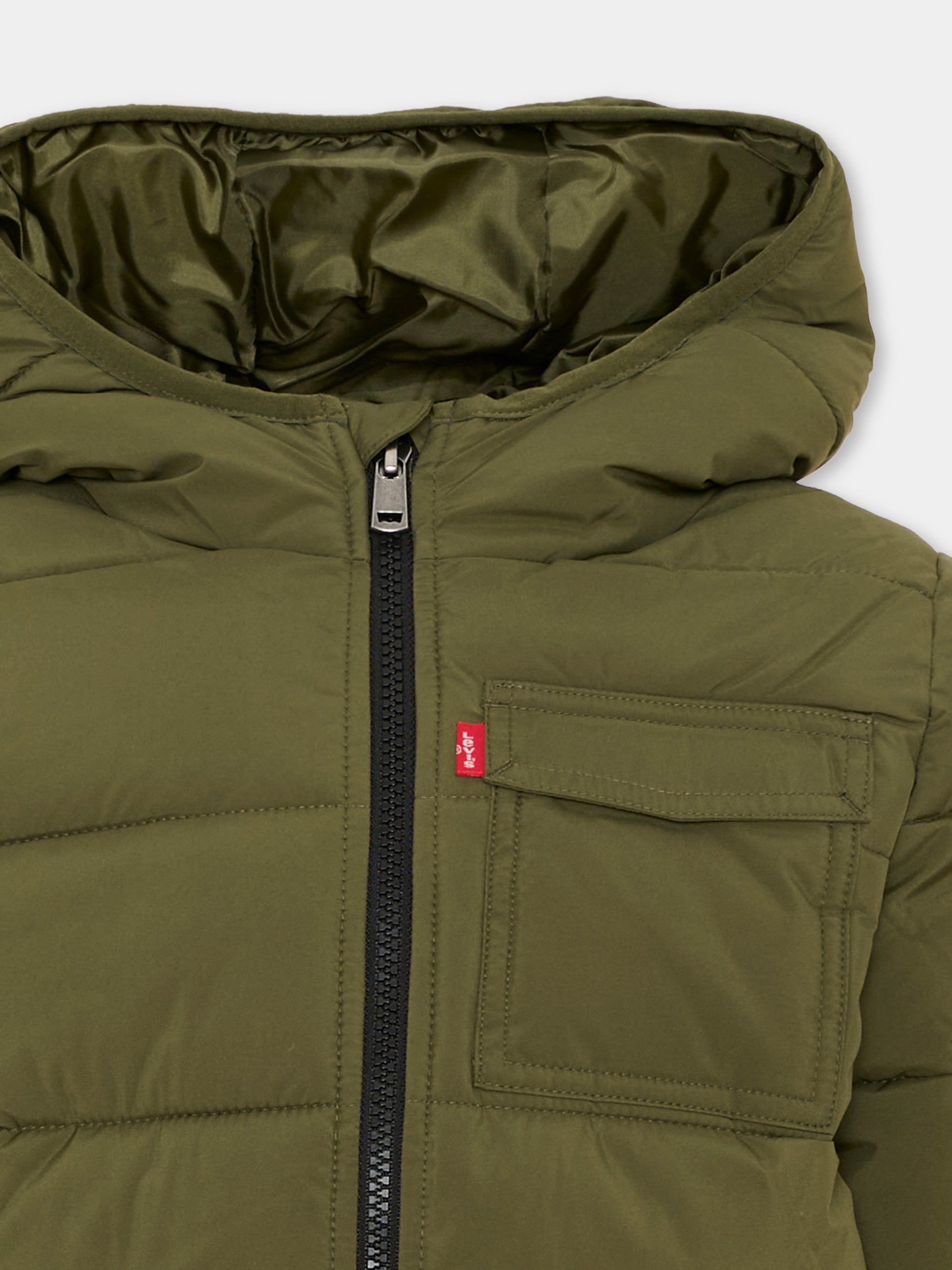 Piumino verde per bambini con cappuccio,Levi's Kids,9ER310 E3V