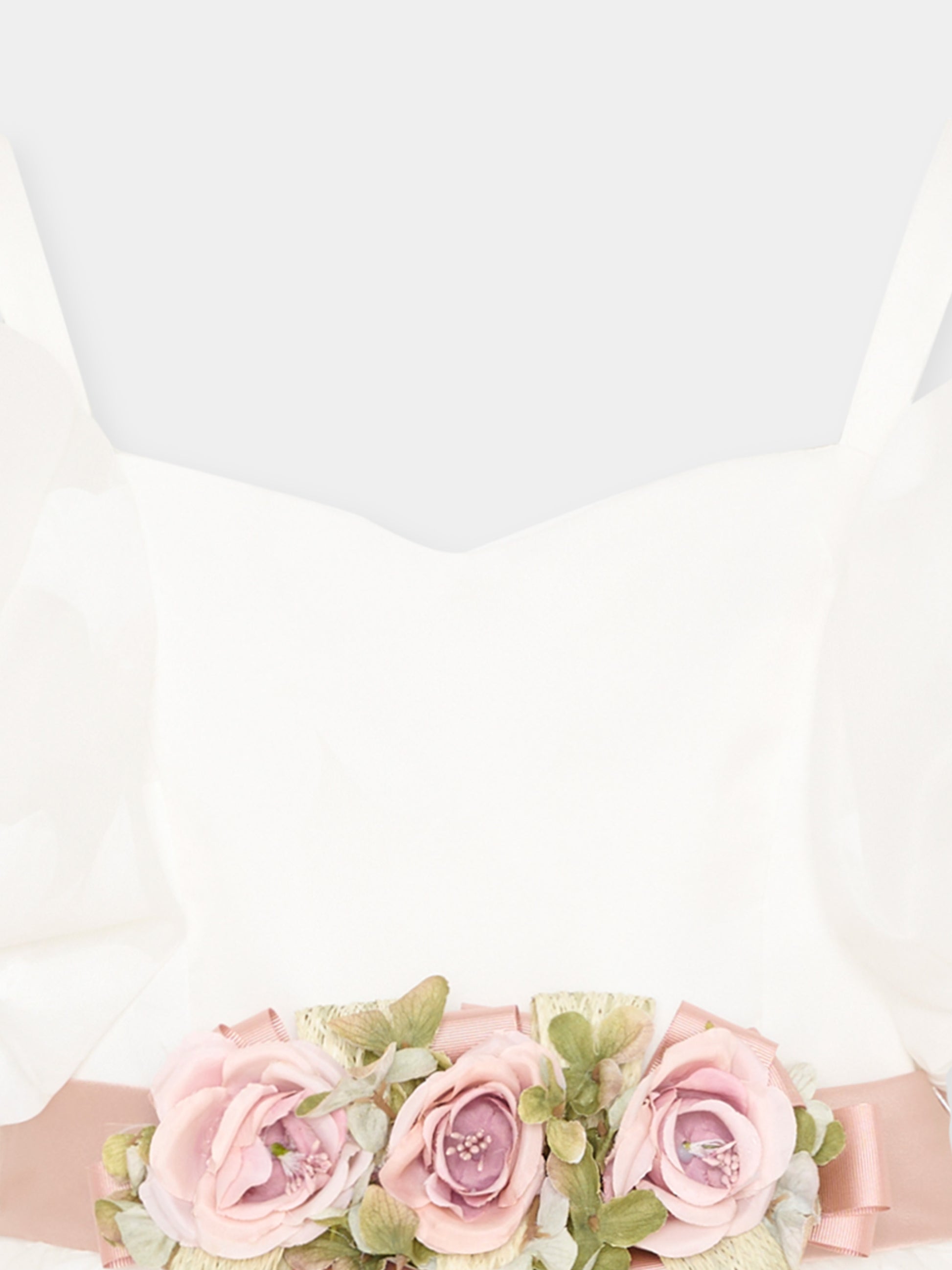 Abito elegante avorio per bambina con fiori applicati,Colorichiari,FL108479 4907 1583