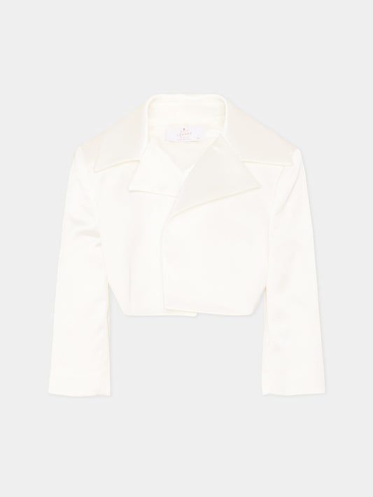 Giaccia avorio in raso per bambina,Colorichiari,FL808482 4844 15