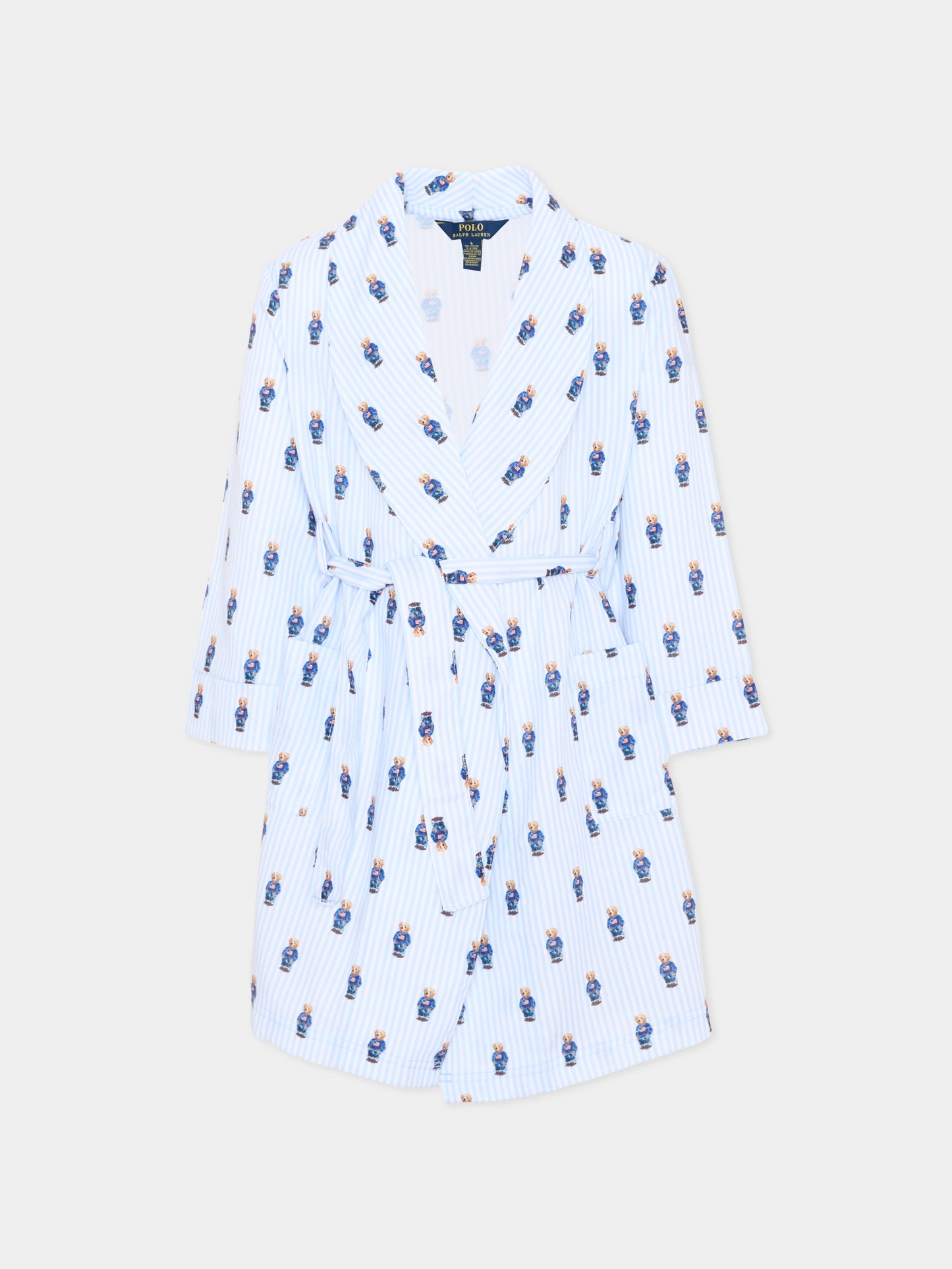 Vestaglie azzurra “Polo Bear” a righe,Ralph Lauren Kids,8P0033 BCR