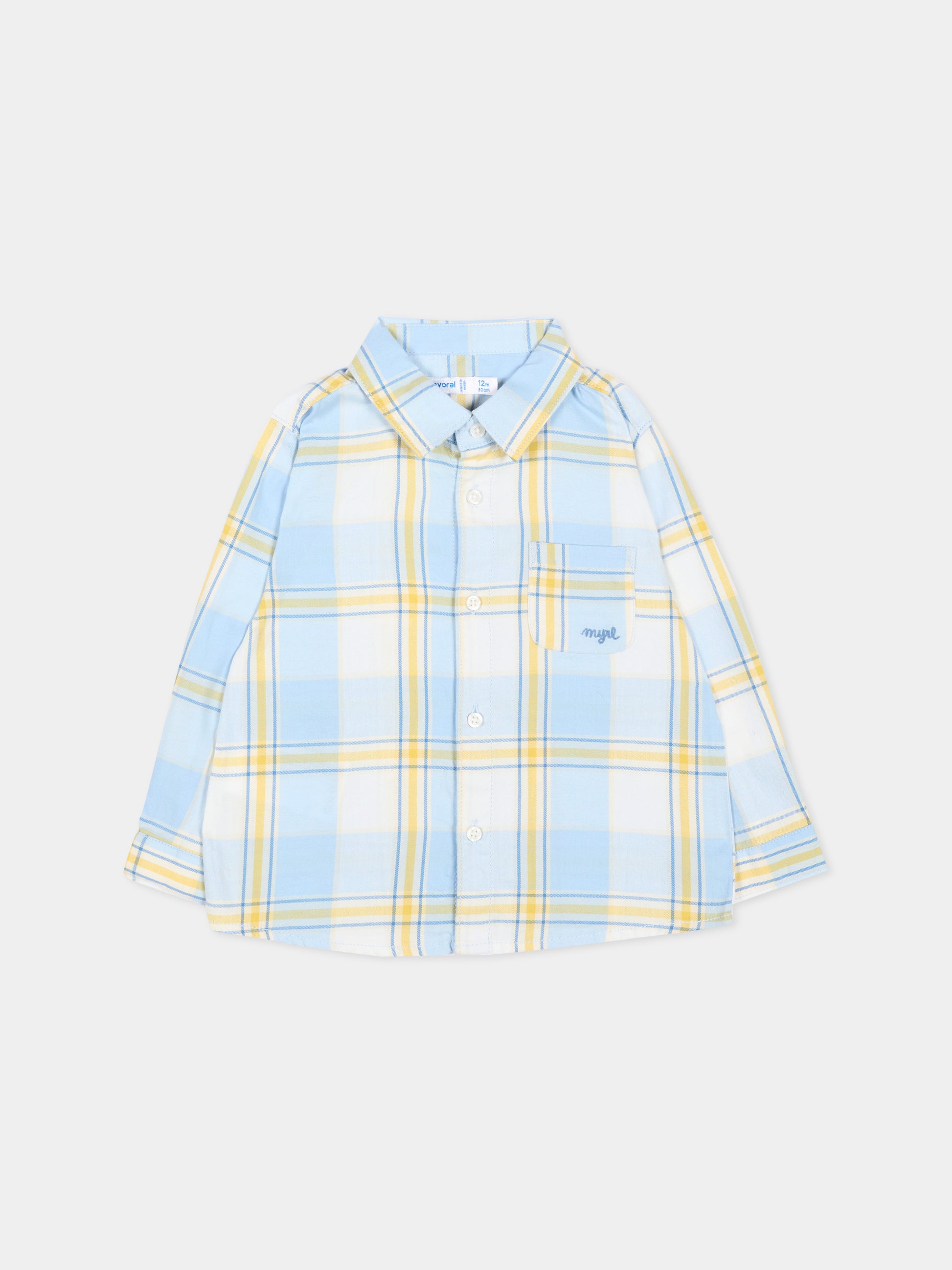 Camicia celeste a quadri per neonato,Mayoral,2112 069