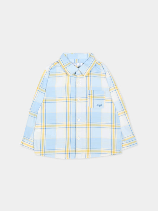 Camicia celeste a quadri per neonato,Mayoral,2112 069