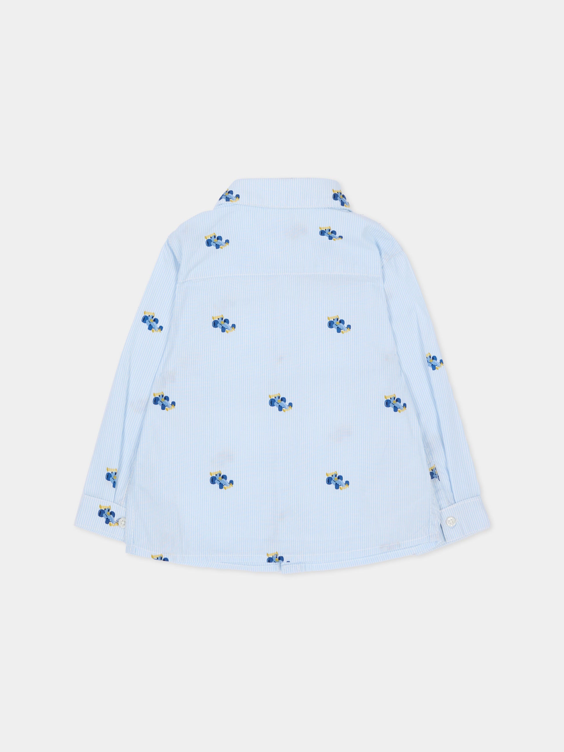Camicia a manica lunga celeste per neonato rigata,Mayoral,2110 064