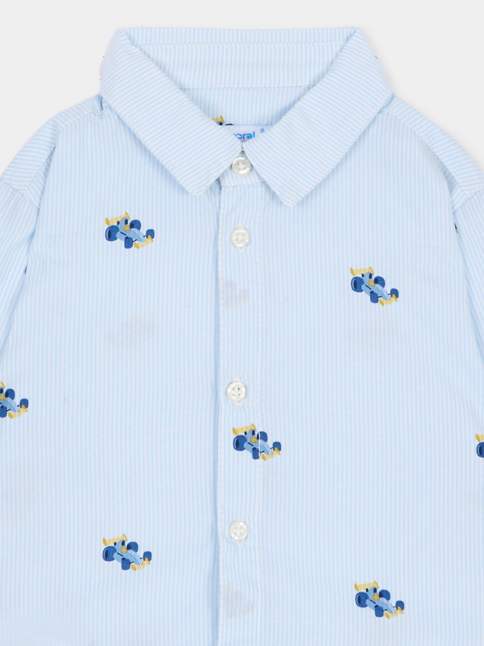 Camicia a manica lunga celeste per neonato rigata,Mayoral,2110 064