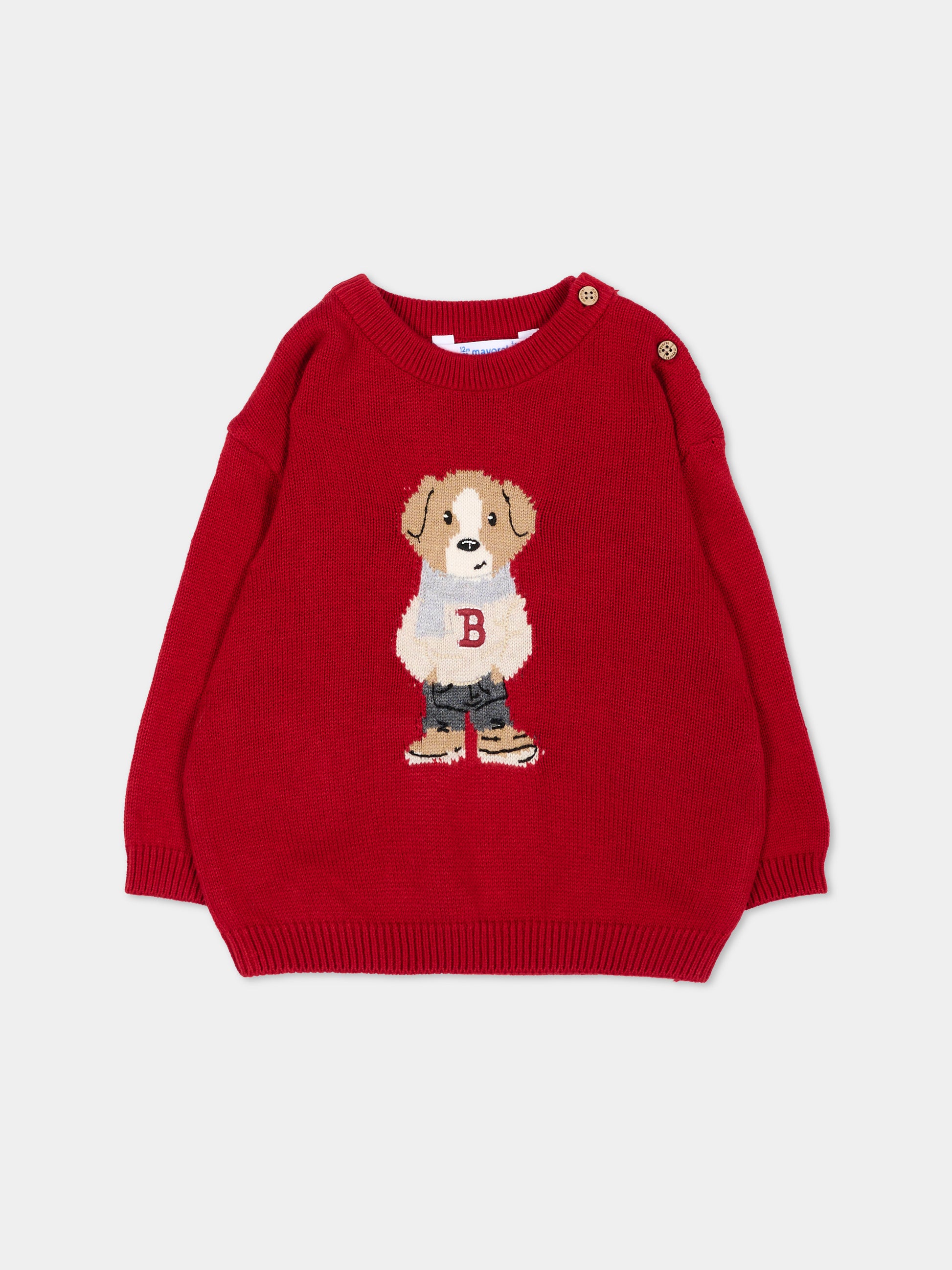 Maglione rosso per neonato con cane,Mayoral,2377 085