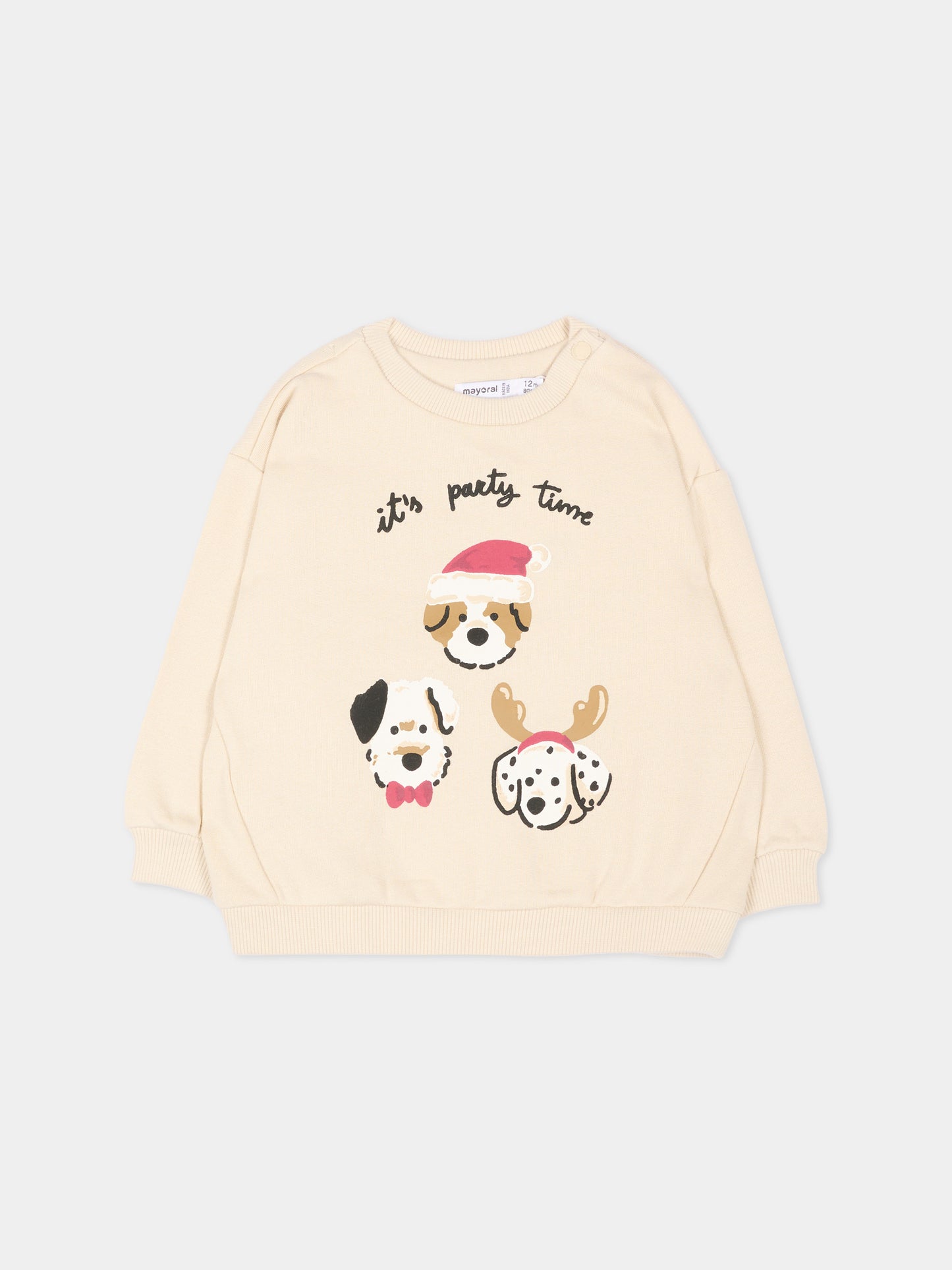 Felpa beige per neonato con cani,Mayoral,2418 018