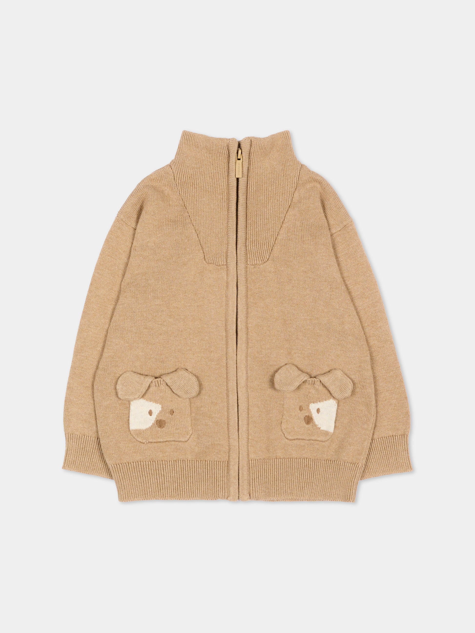 Cardigan beige per neonato con cani,Mayoral,2381 006
