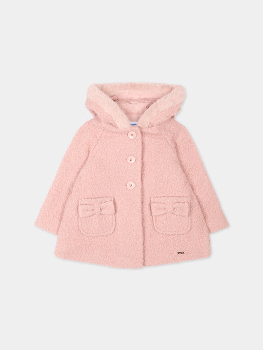 Cappotto rosa per neonata con cappuccio,Mayoral,2436 081