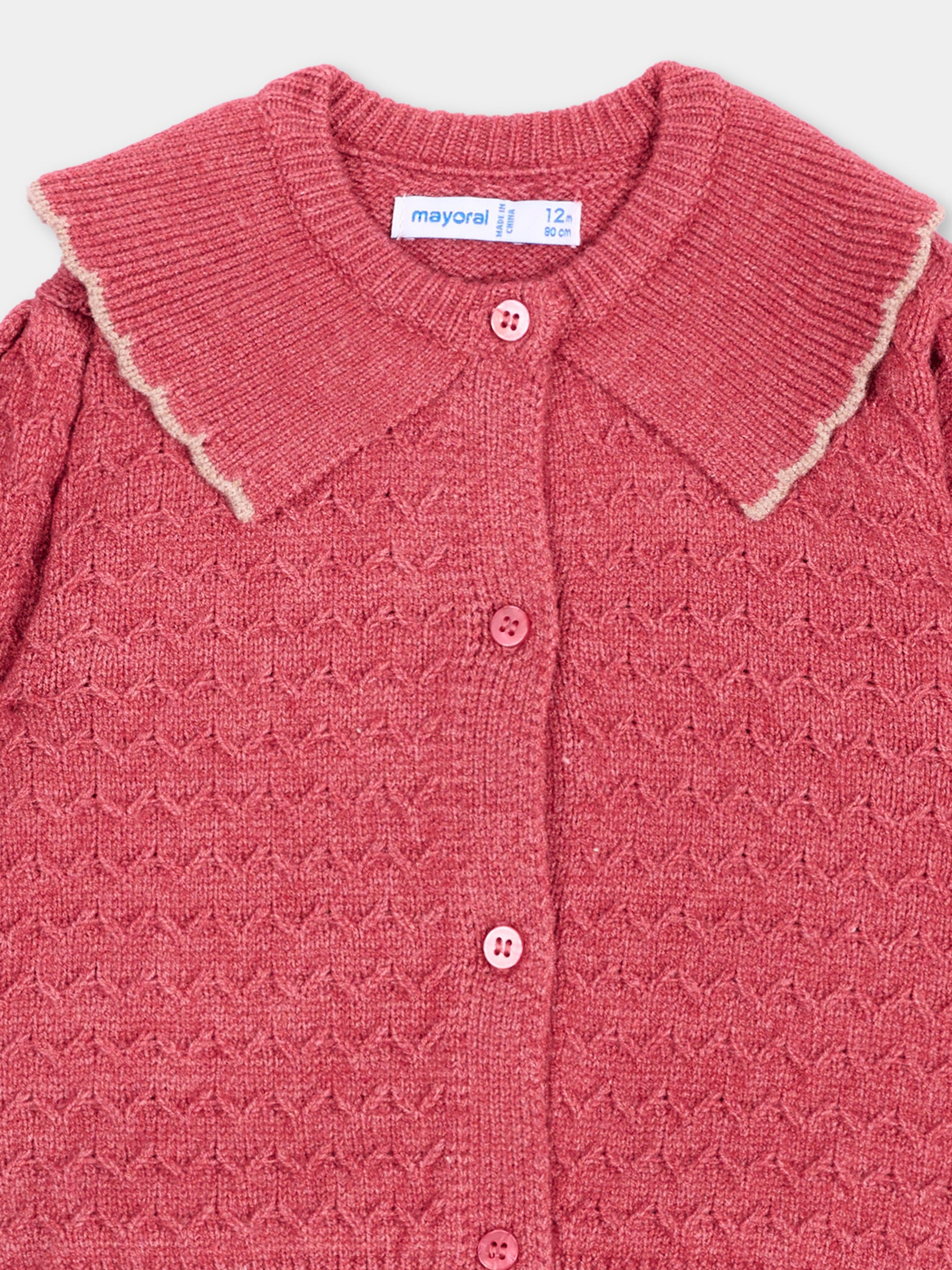 Cardigan rosa per neonata con fiori,Mayoral,2306 041