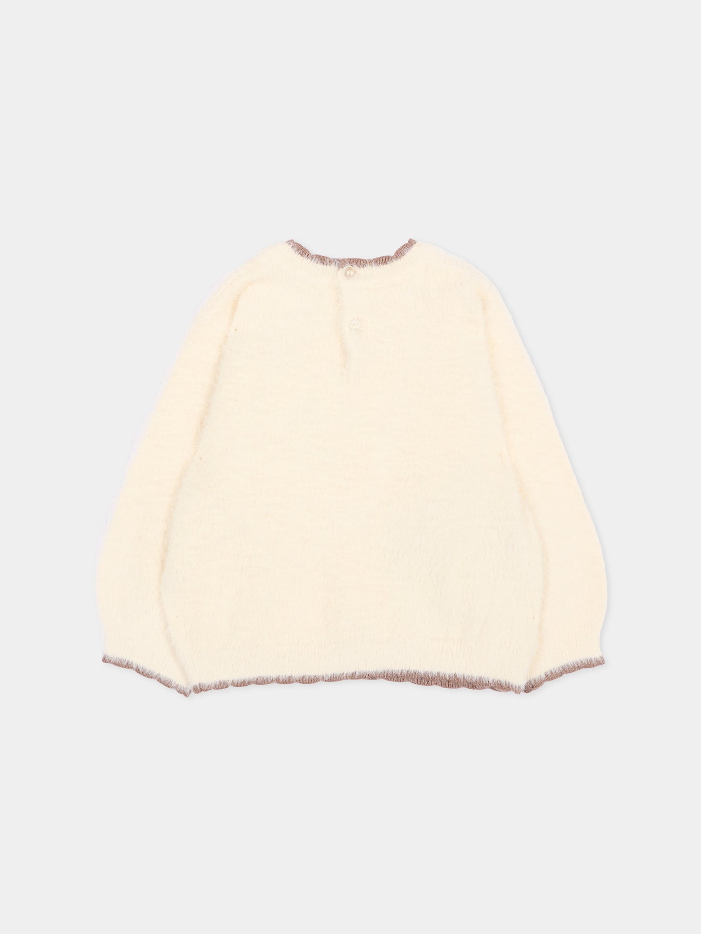 Maglione beige per neonata con orsetto,Mayoral,2383 047