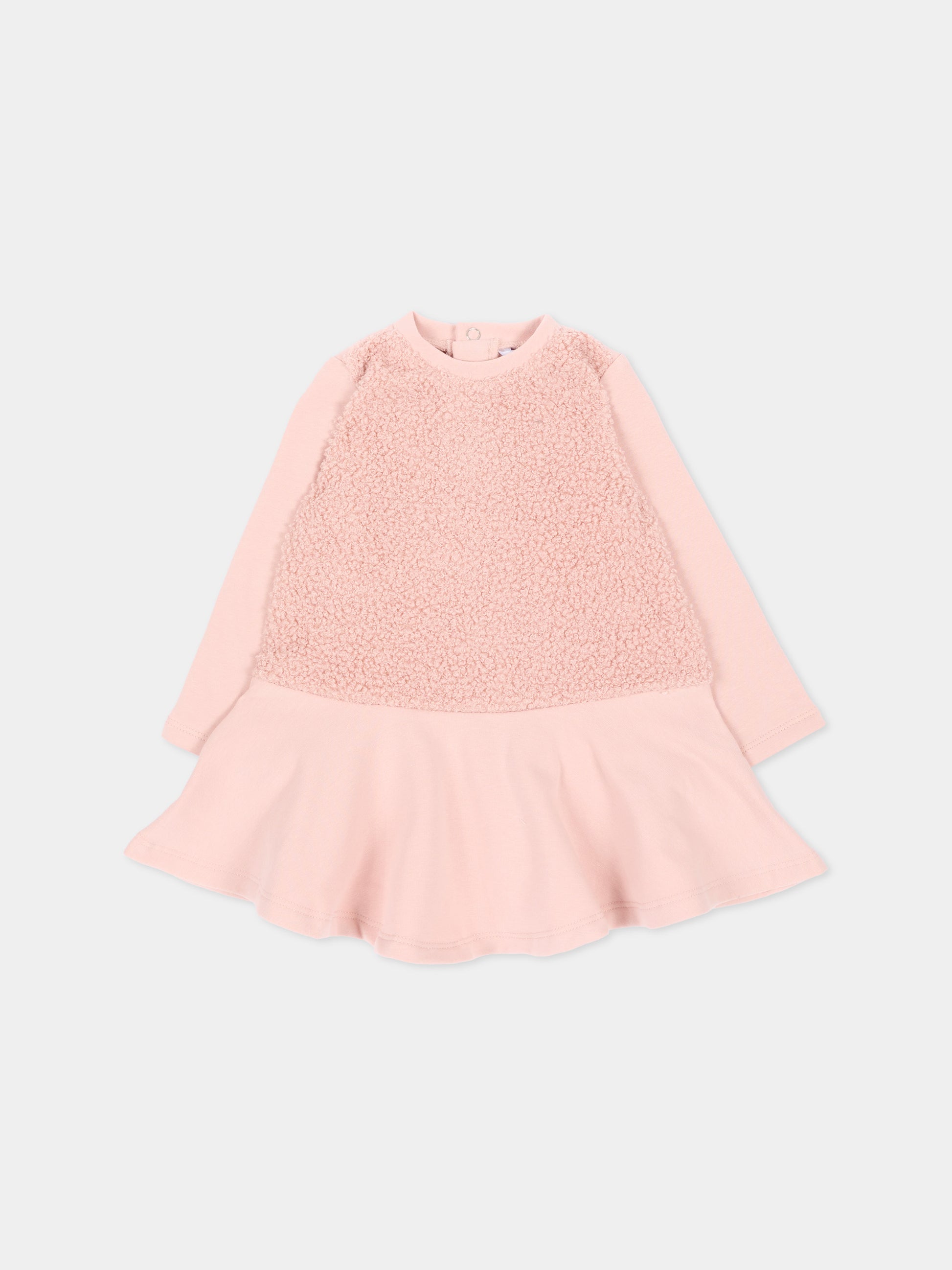 Vestito a manica lunga rosa con orsetto per neonata,Mayoral,2904 095