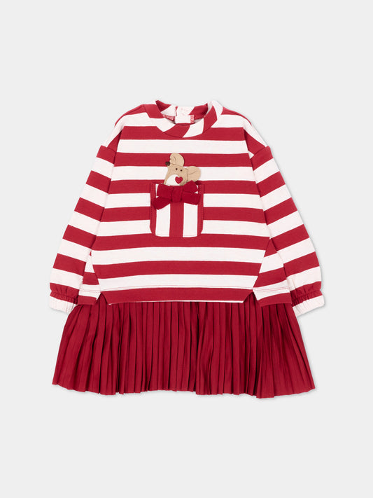 Vestito a manica lunga bordeaux righe per neonata,Mayoral,2901 074