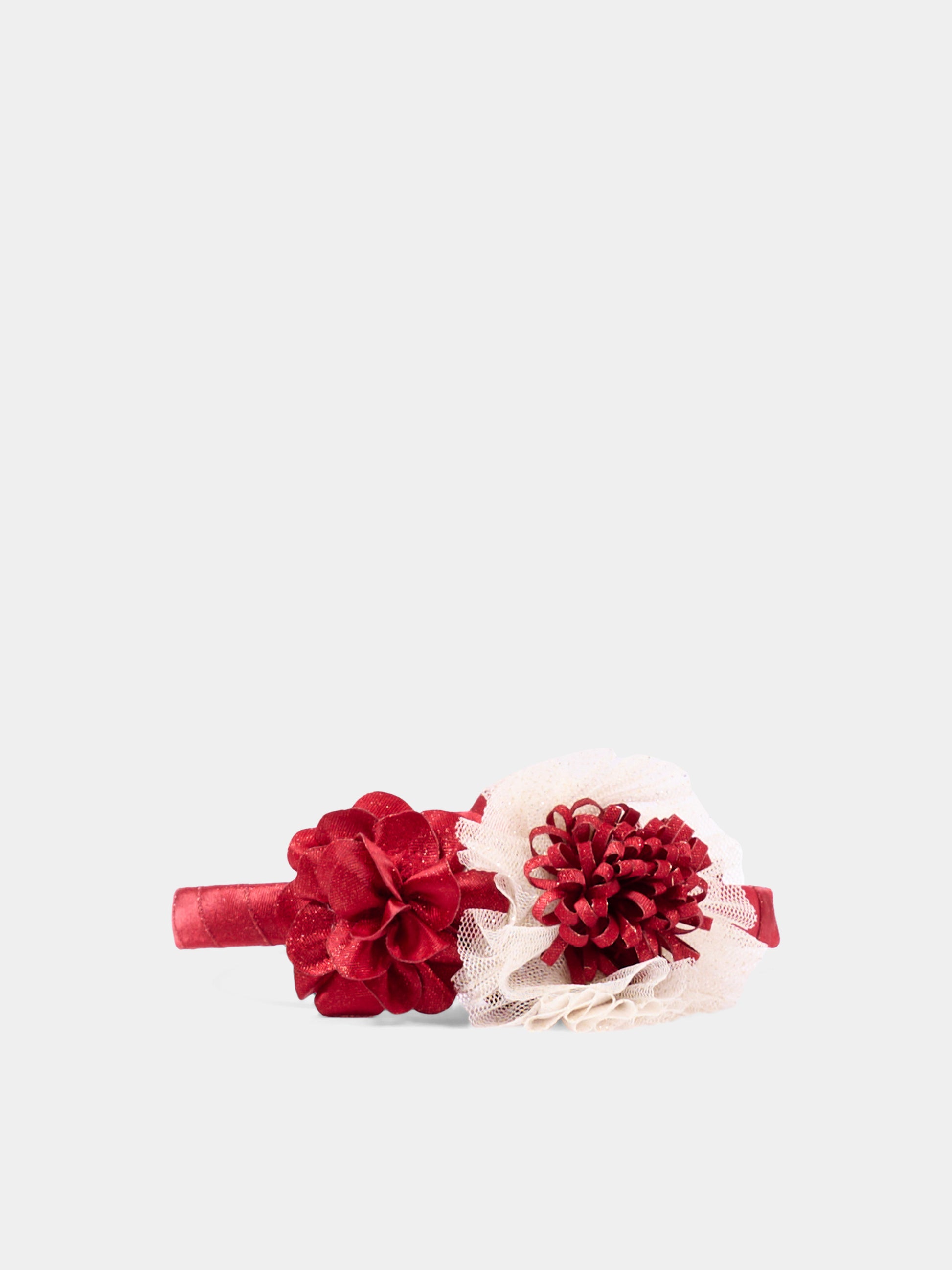 Cerchietto rosso per neonata con fiori,Mayoral,10264 044