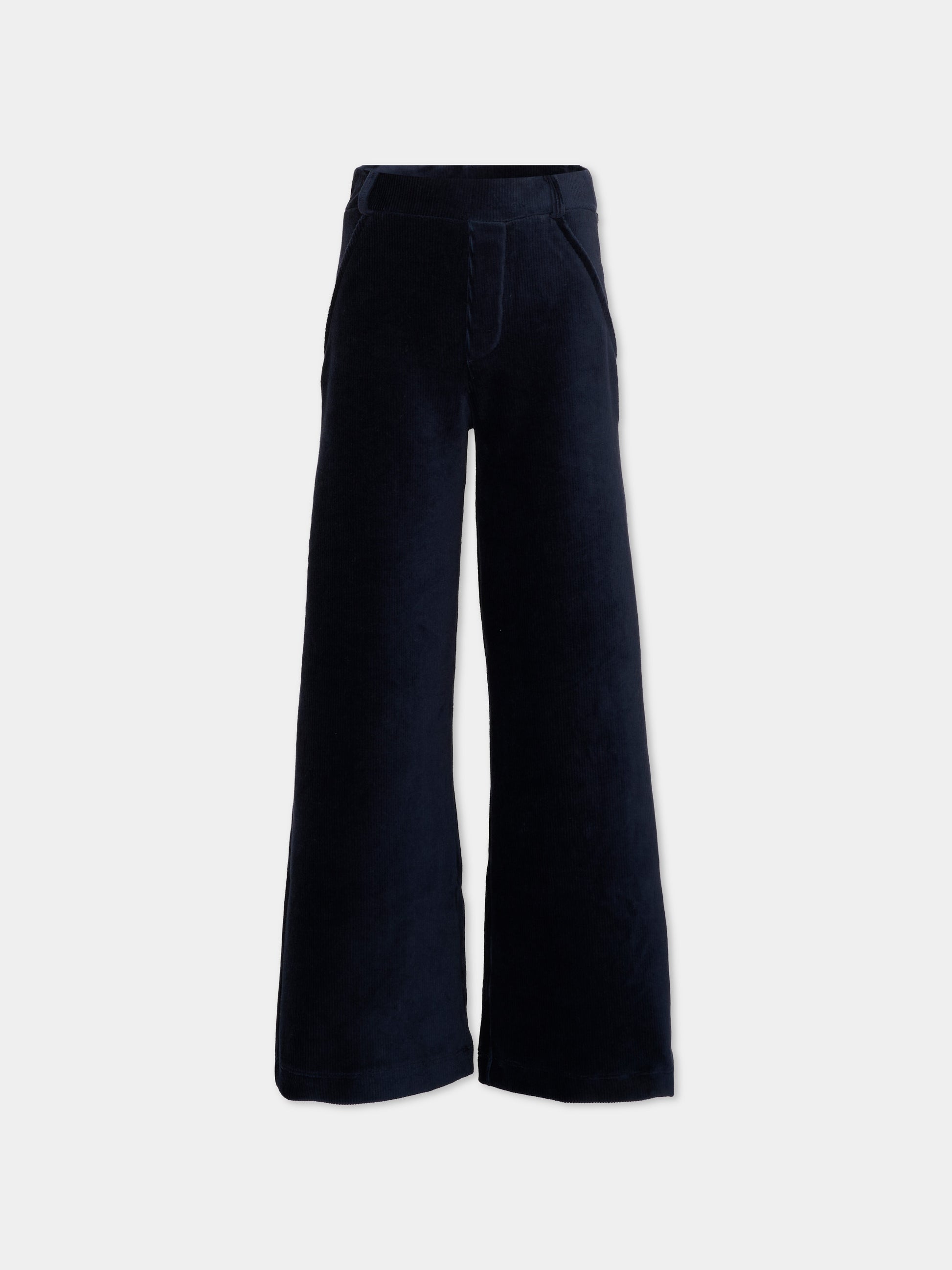 Pantaloni blu per bambina in velluto,Mayoral,4524 072