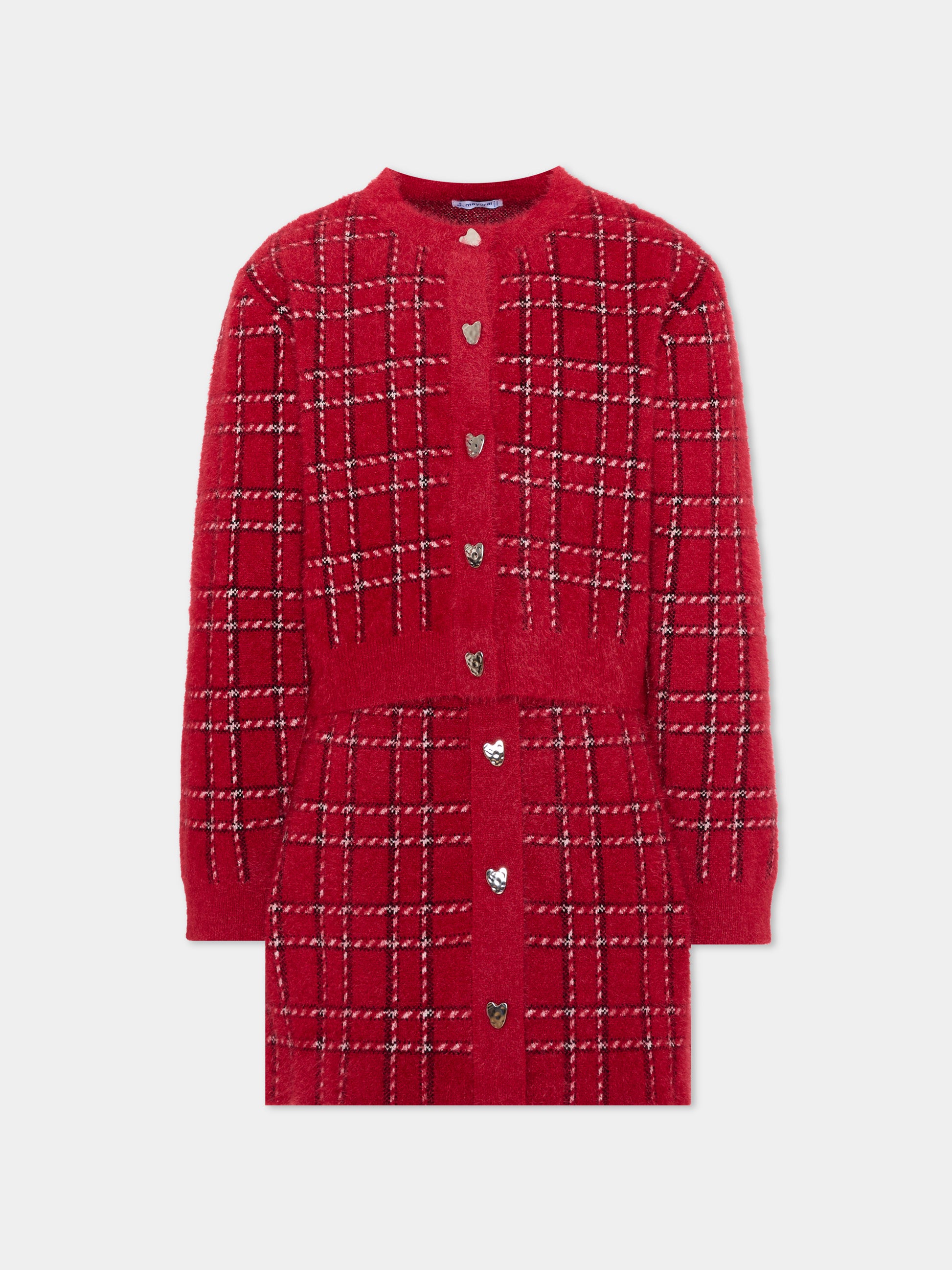Completo elegante rosso per bambina a quadri,Mayoral,4935 031