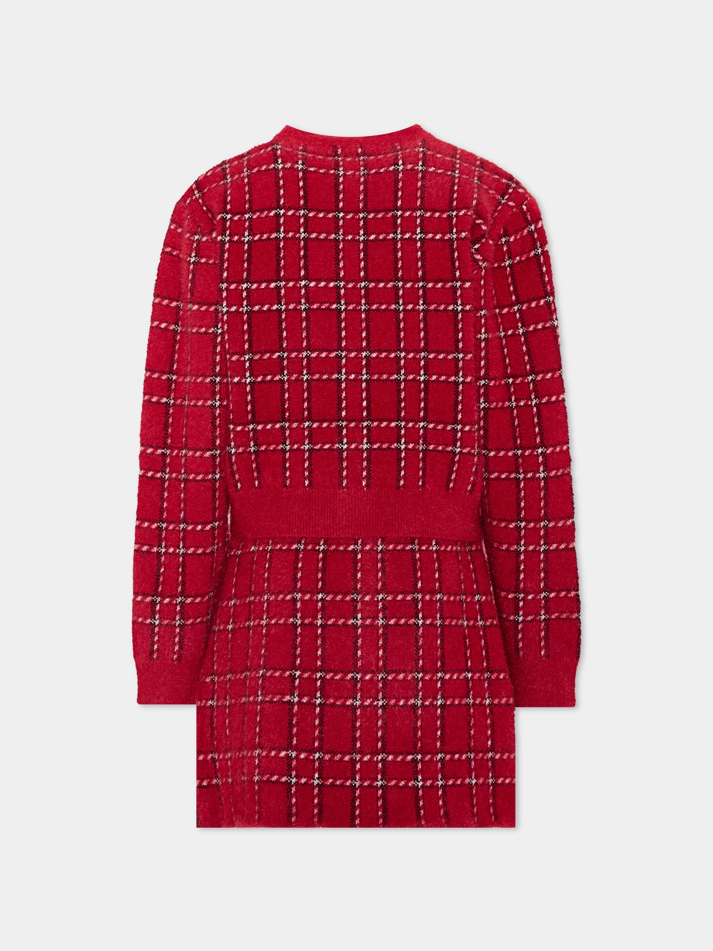 Completo elegante rosso per bambina a quadri,Mayoral,4935 031