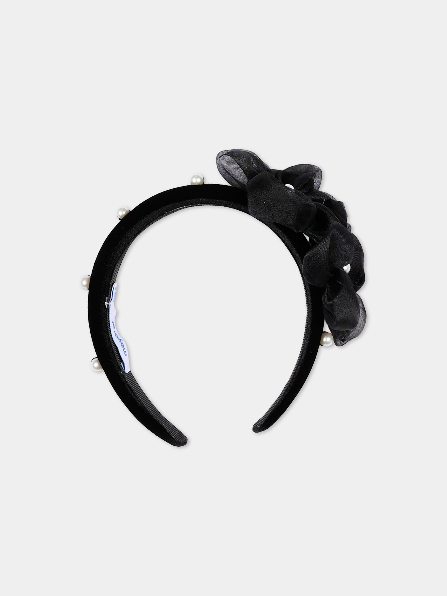 Cerchietto nero per bambina con fiori,Mayoral,10314 010