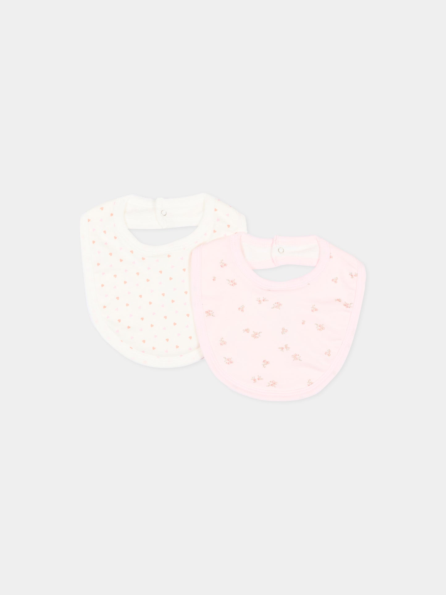 Bavaglini avorio per neonata con cuori e fiori,Petit Bateau,A0GLK 00