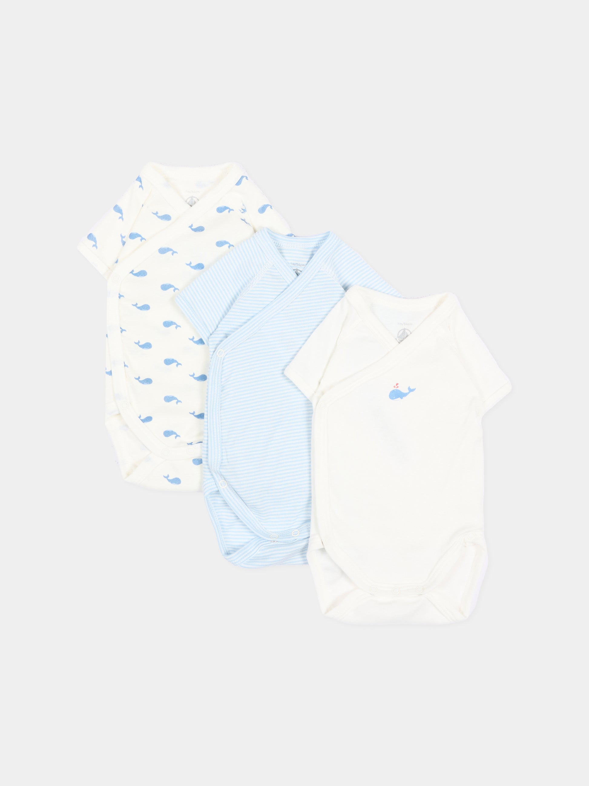 Set body multicolor per neonato con balene,Petit Bateau,A0GHM 00