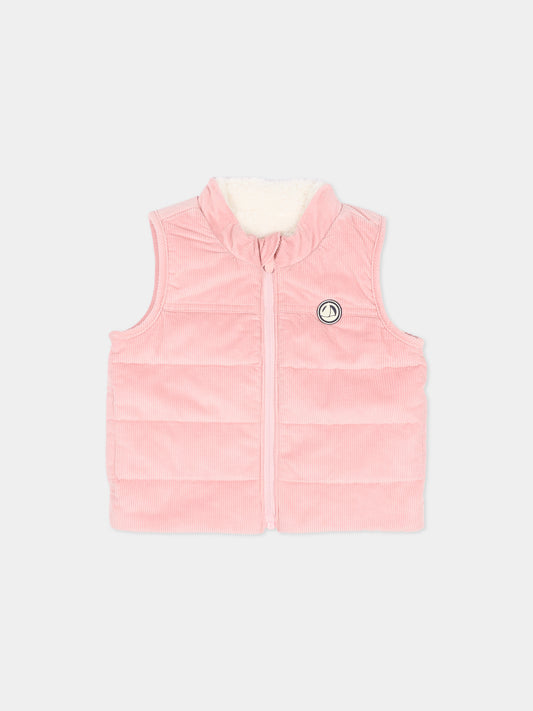 Gilet rosa per neonata in velluto,Petit Bateau,A0GIU 01