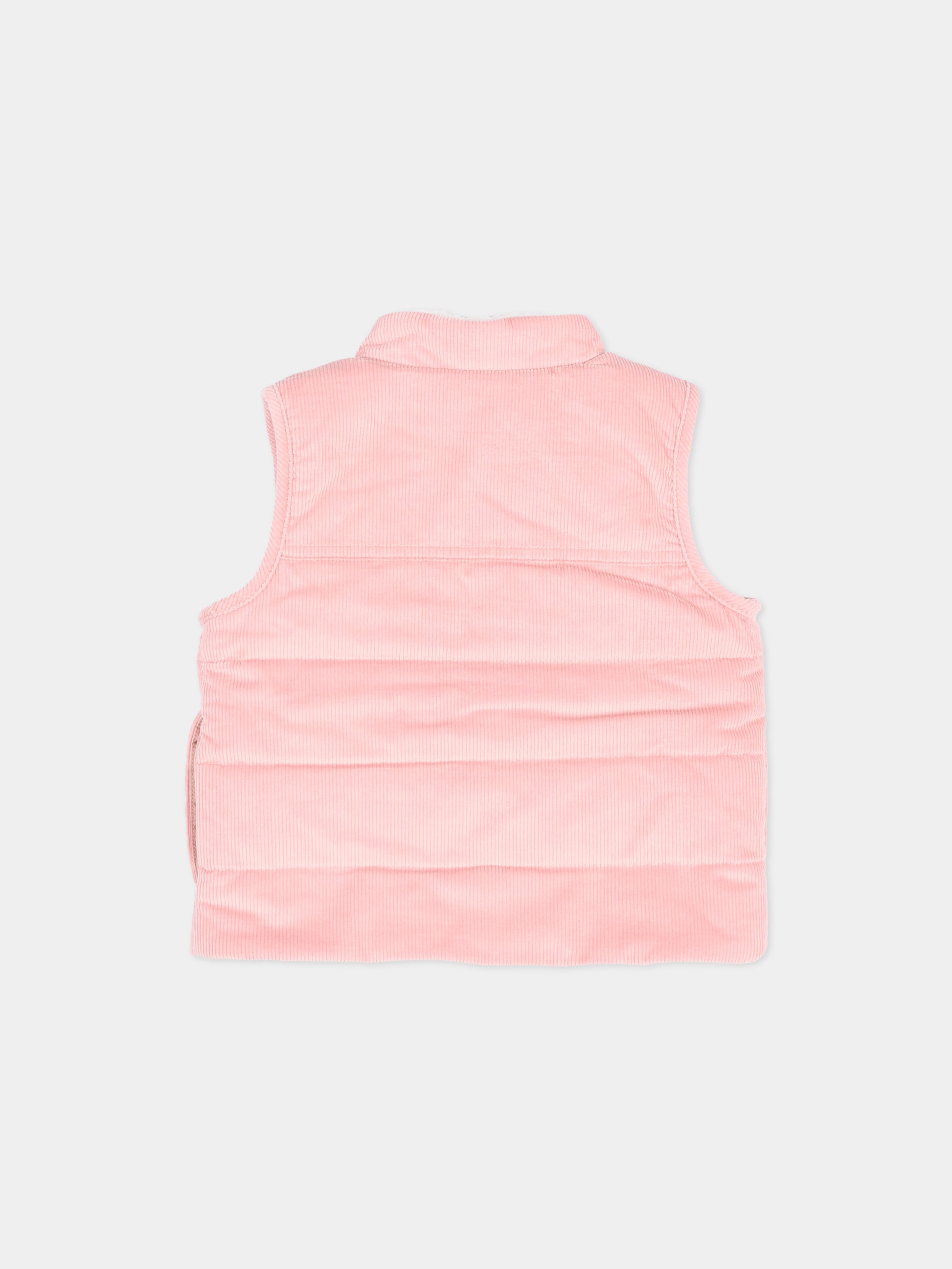 Gilet rosa per neonata in velluto,Petit Bateau,A0GIU 01