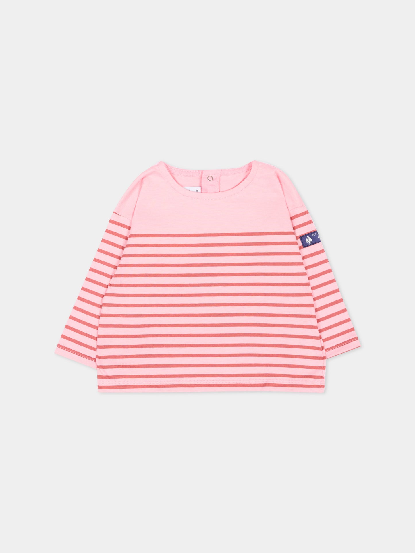 Salopette rosa per neonata a righe,Petit Bateau,A0H0V 00